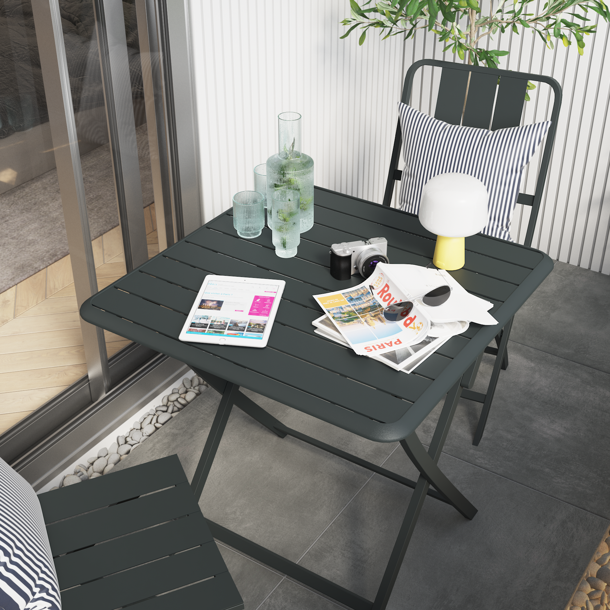 Sedia da giardino pieghevole in alluminio Idaho NATERIAL, seduta in alluminio antracite - 7