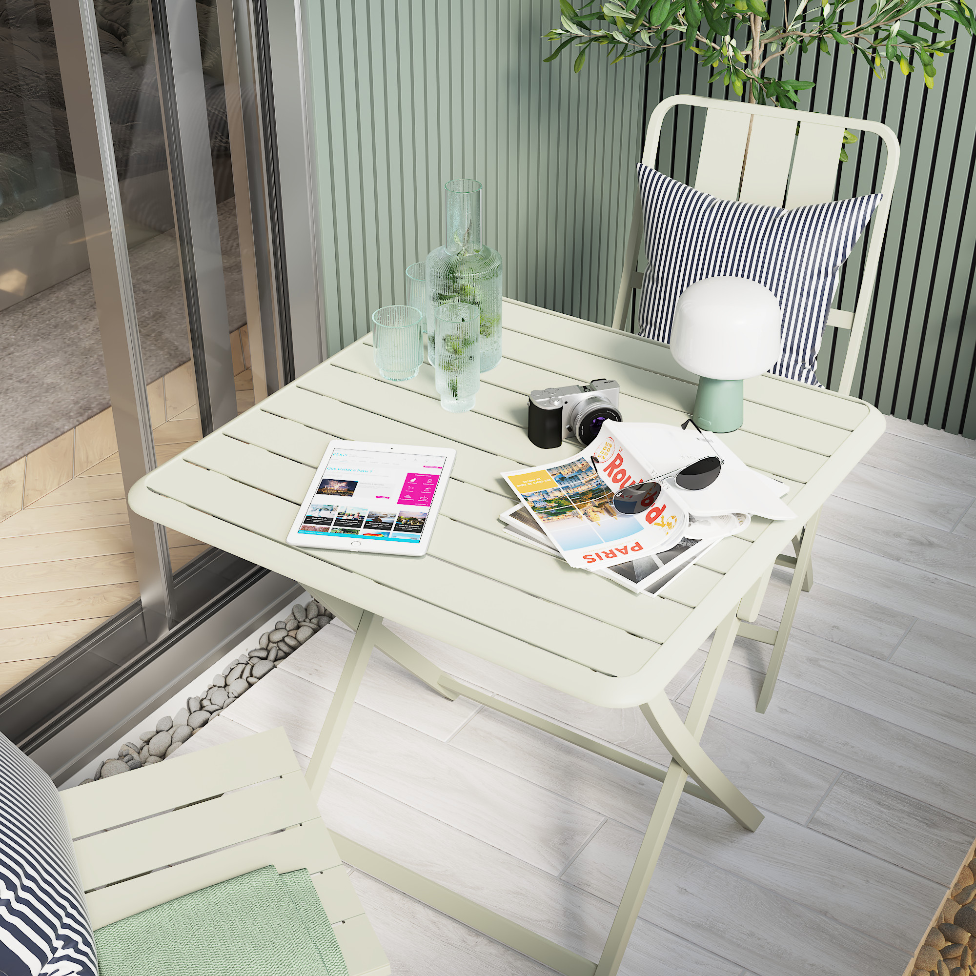 Sedia da giardino pieghevole Idaho NATERIAL, struttura e seduta in alluminio verde - 8