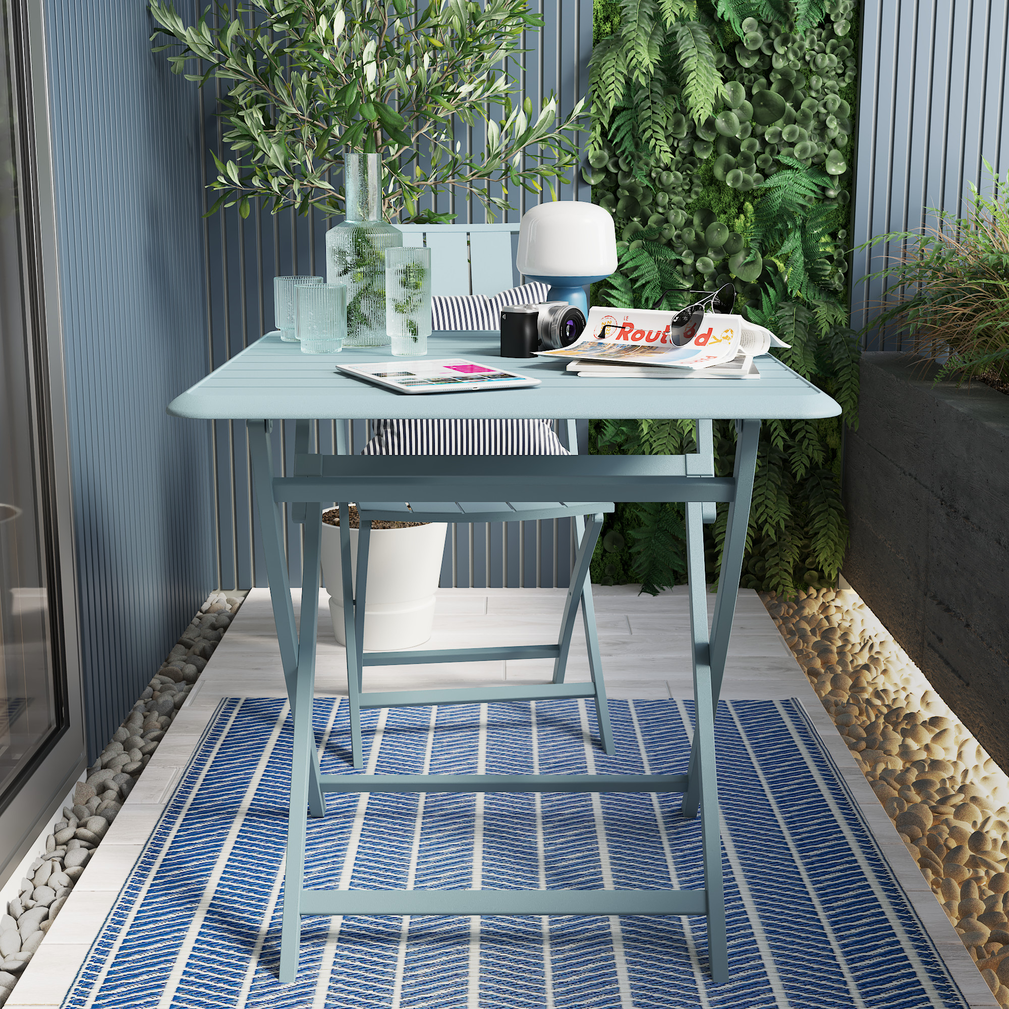 Sedia da giardino pieghevole in alluminio Idaho NATERIAL, seduta in alluminio azzurro - 8