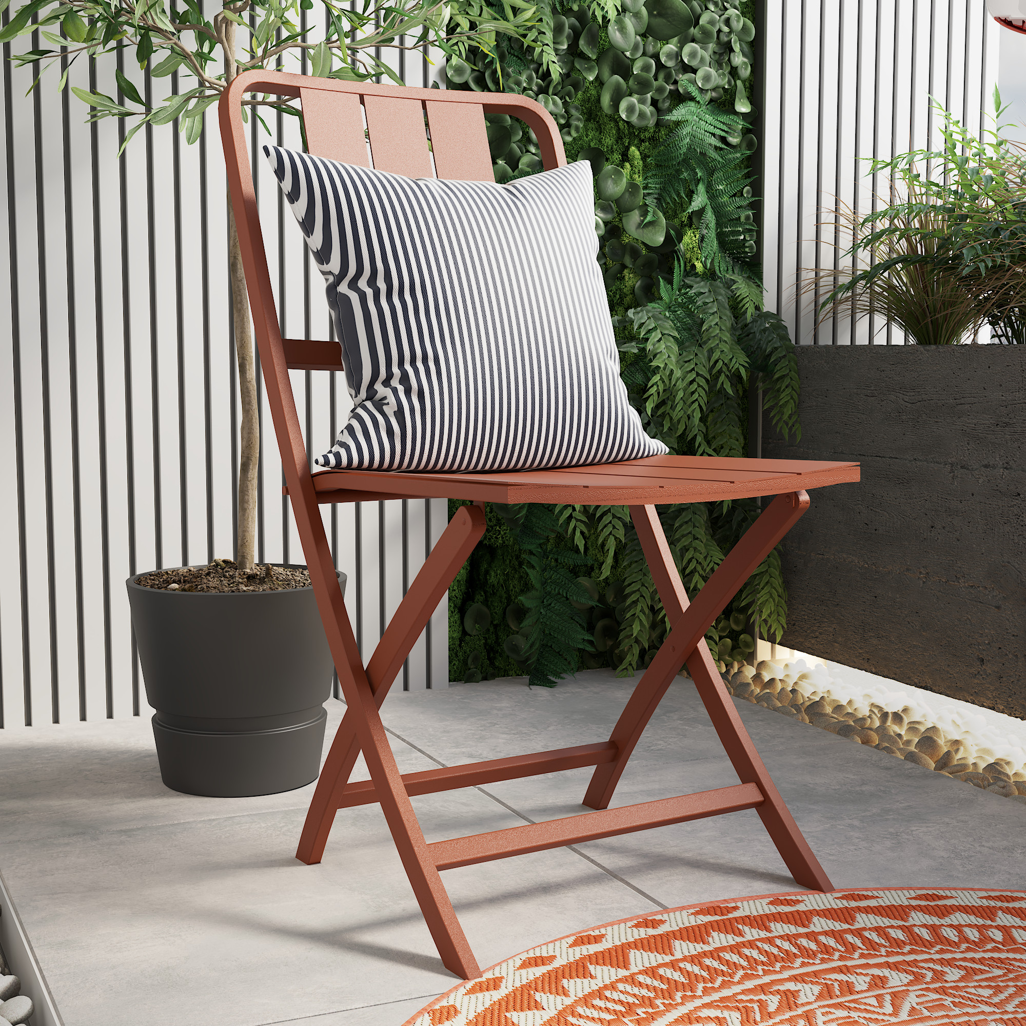 Sedia da giardino pieghevole in alluminio Idaho NATERIAL, seduta in alluminio arancione - 5