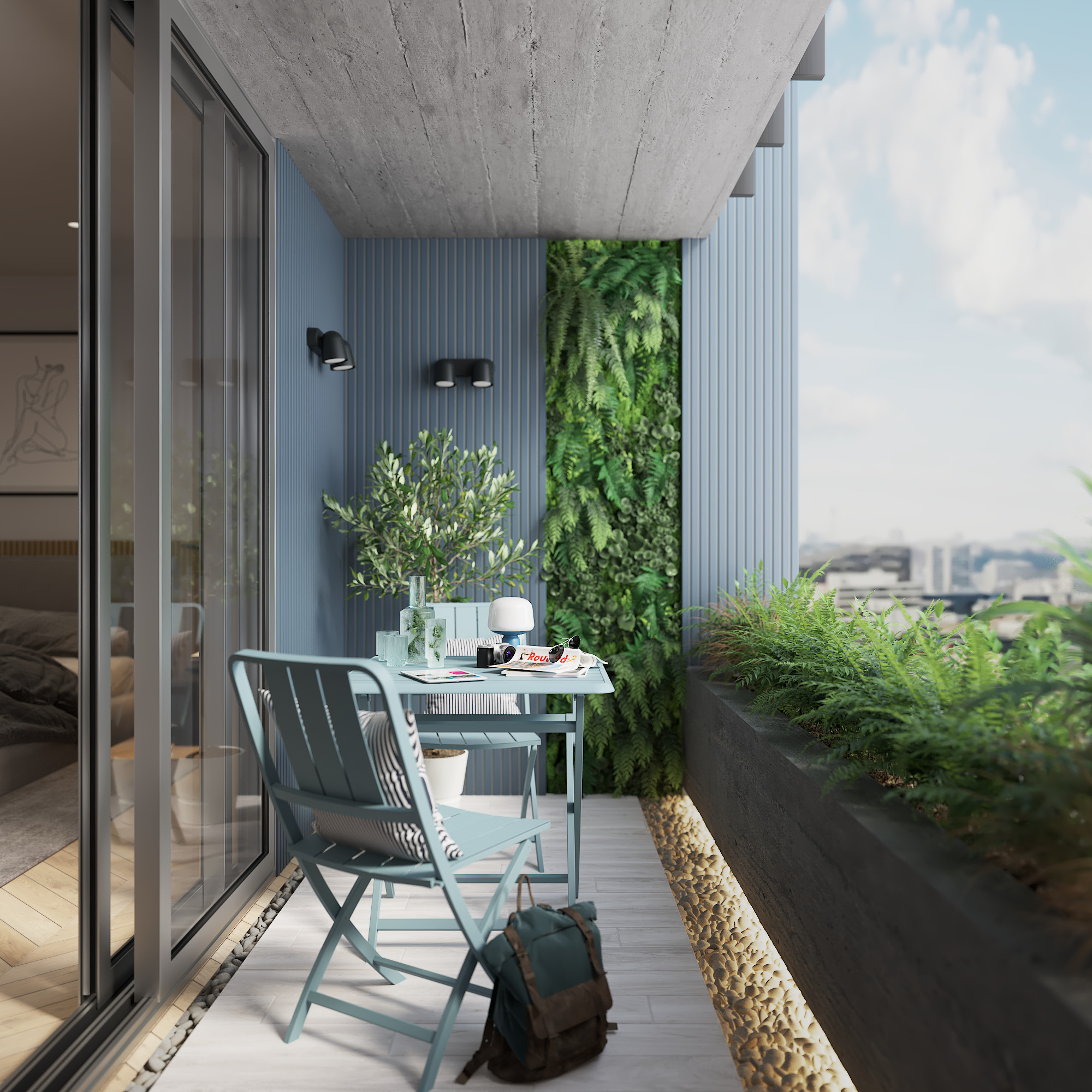 Sedia da giardino pieghevole in alluminio Idaho NATERIAL, seduta in alluminio azzurro - 6