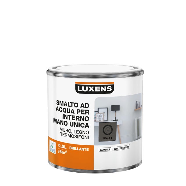 Smalto da interno, LUXENS Mano Unica marrone moka 1 lucido, 0.5 L