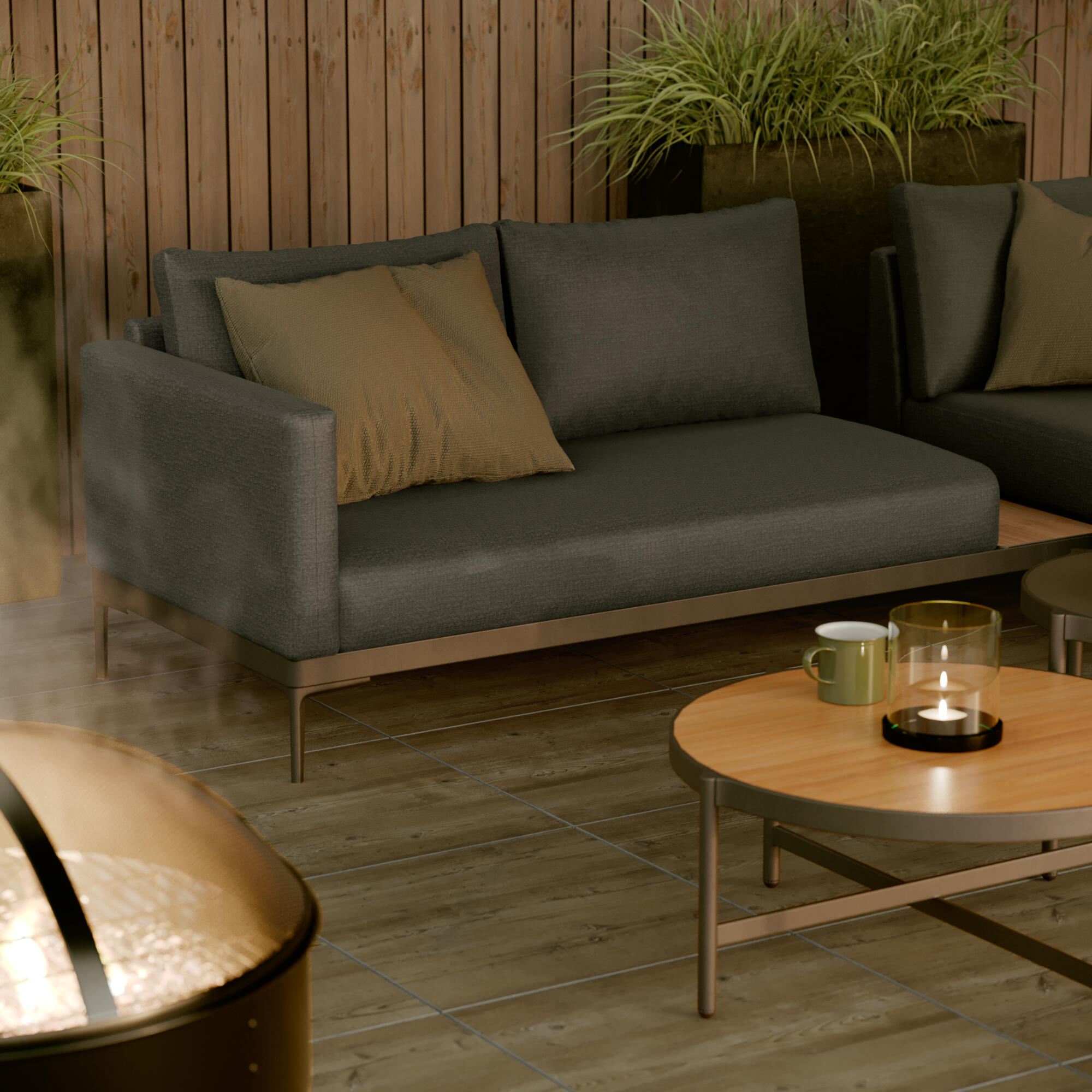 Conjunto jardim relax sofá e mesa 4P alumínio cinza Olyros Naterial - 5