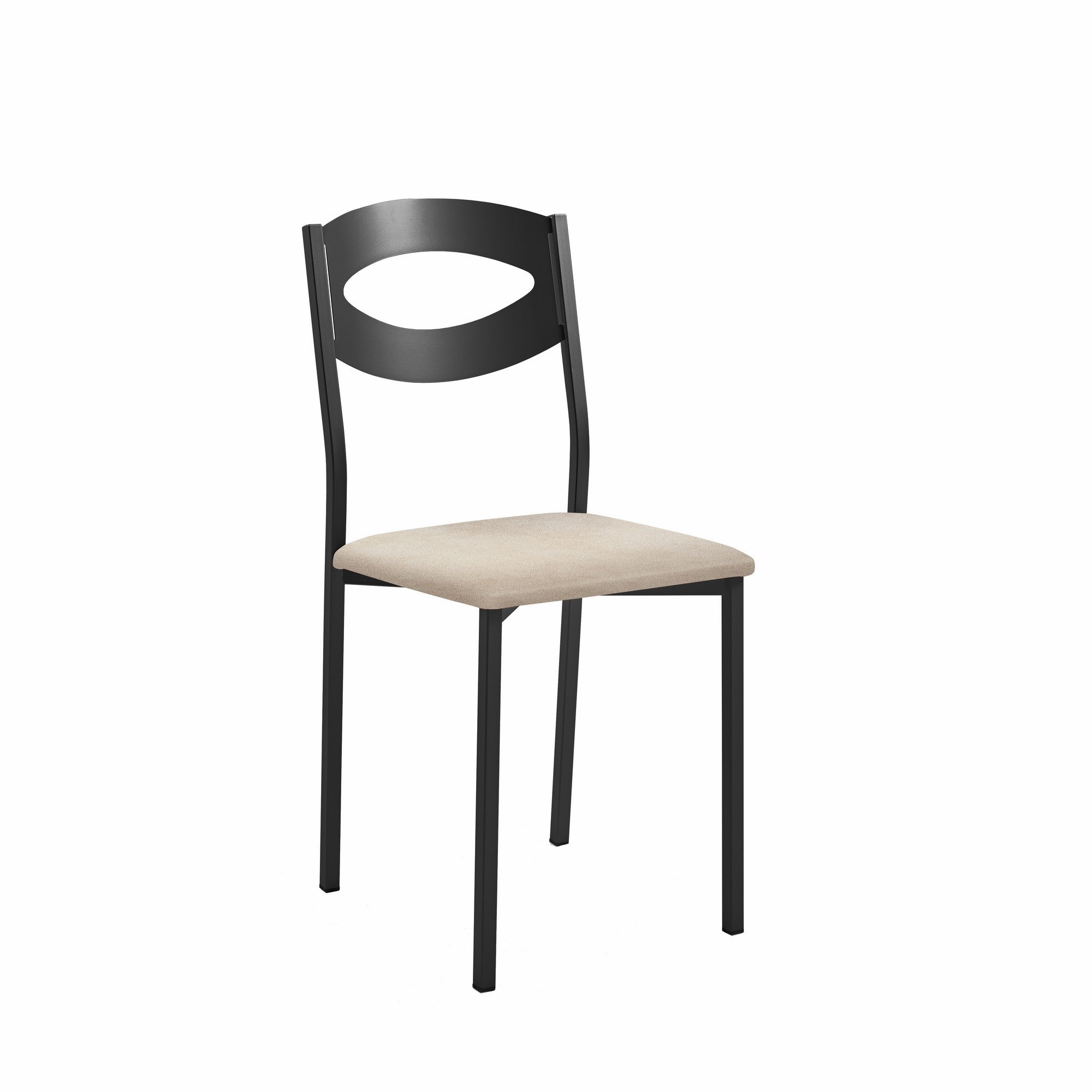 Silla de cocina oca de metal negra, beige 38x89x40cm