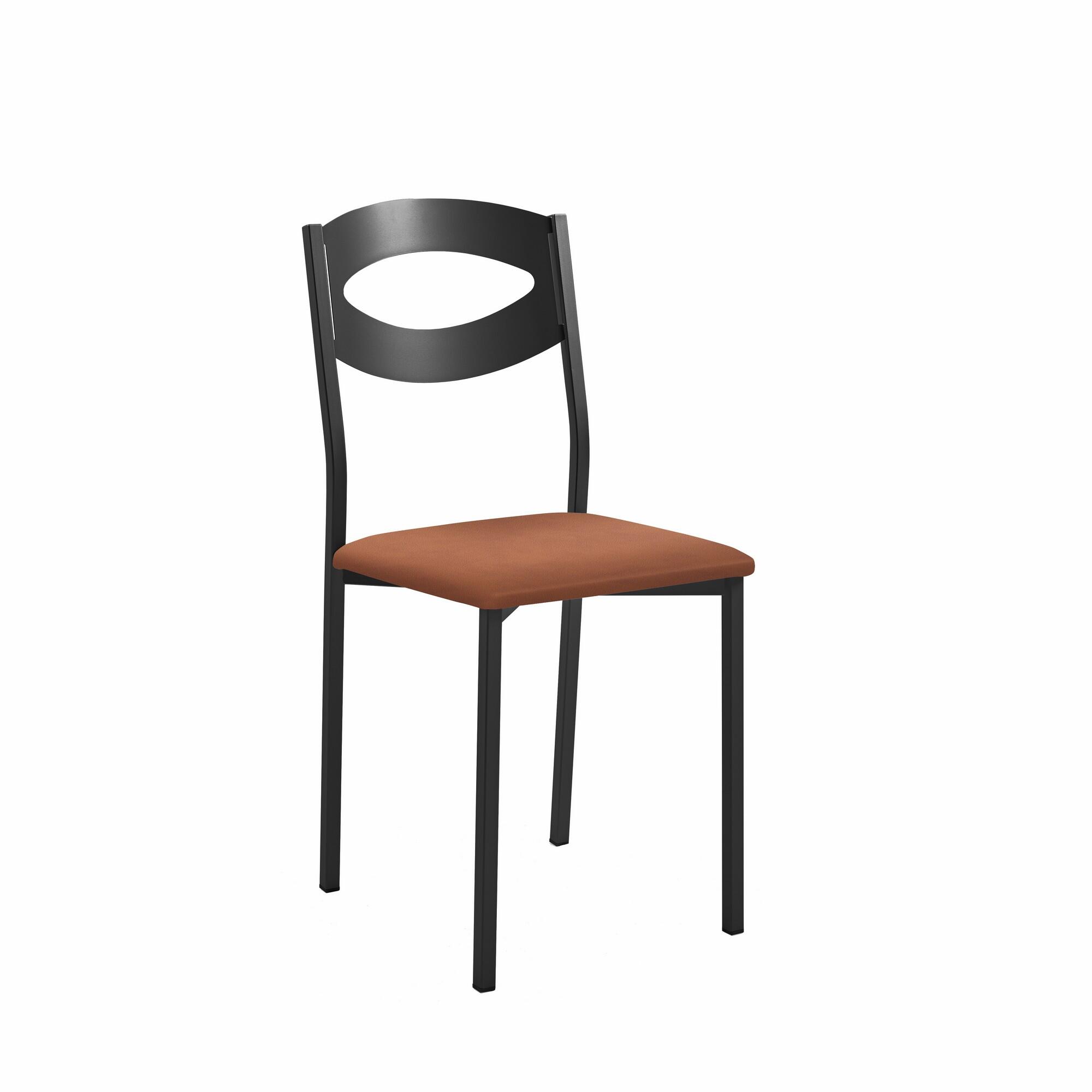 Silla de cocina oca de metal negra, marrón 38x89x40cm