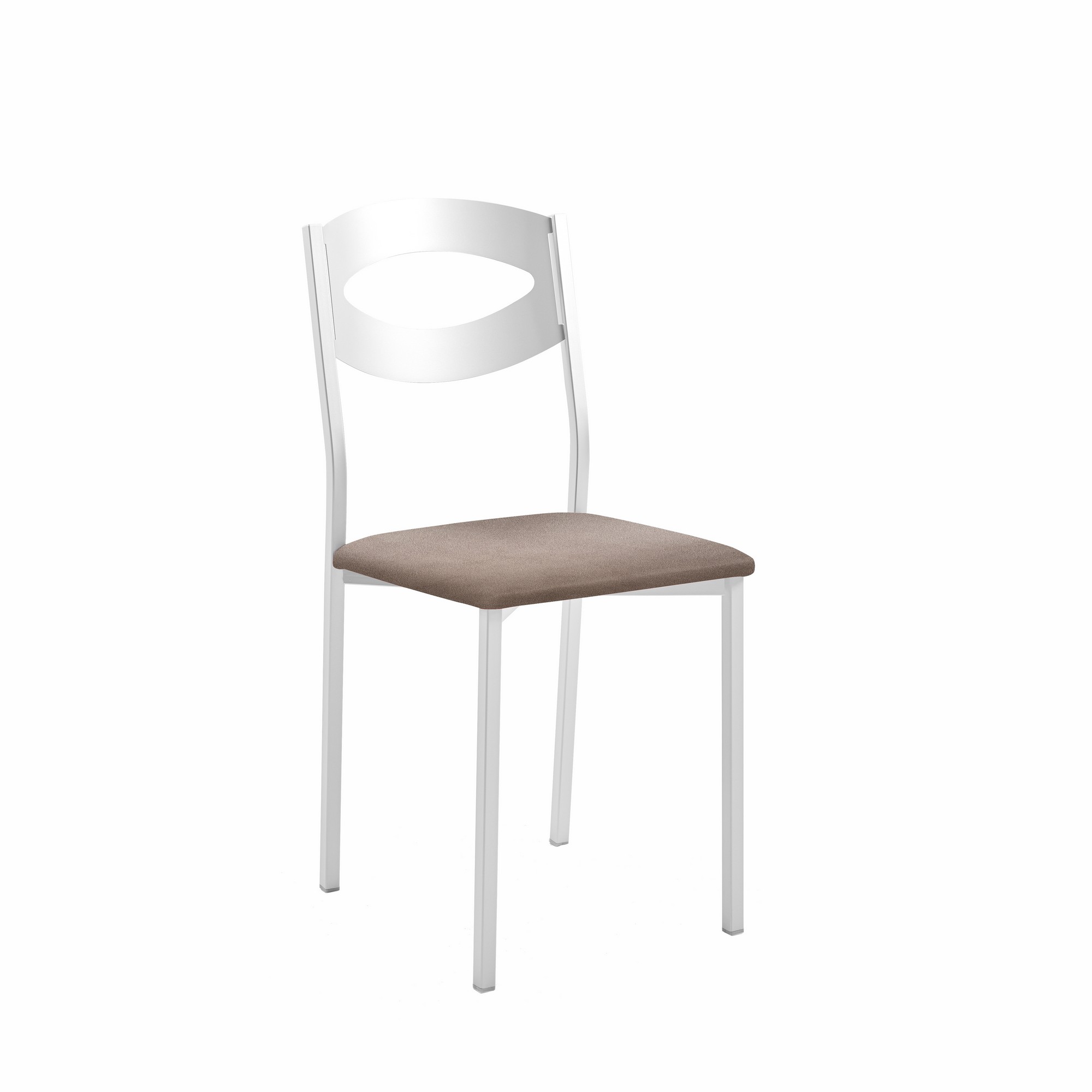 Silla de cocina oca de metal blanca, marrón 38x89x40cm