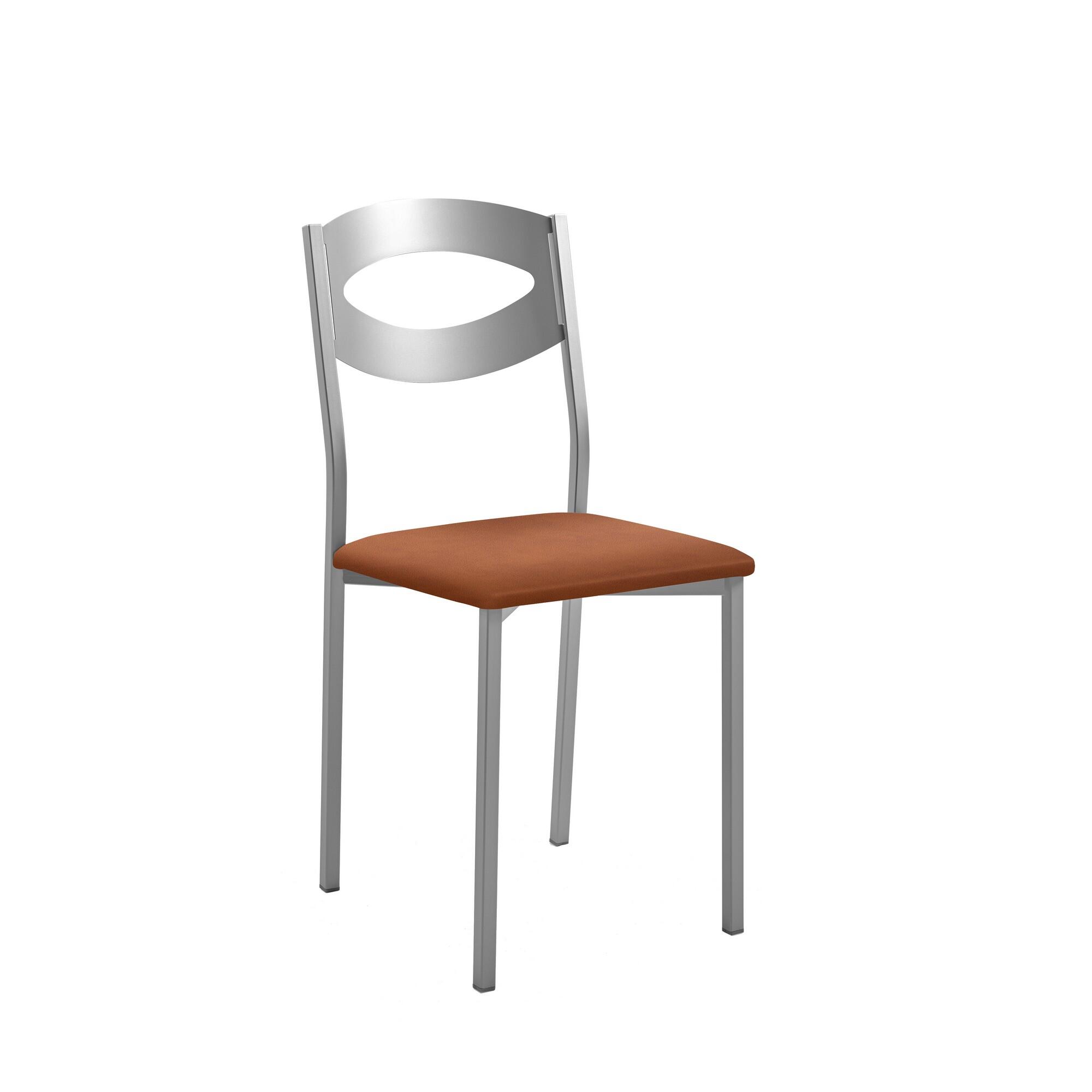 Silla de cocina oca de metal gris, marrón 38x89x40cm