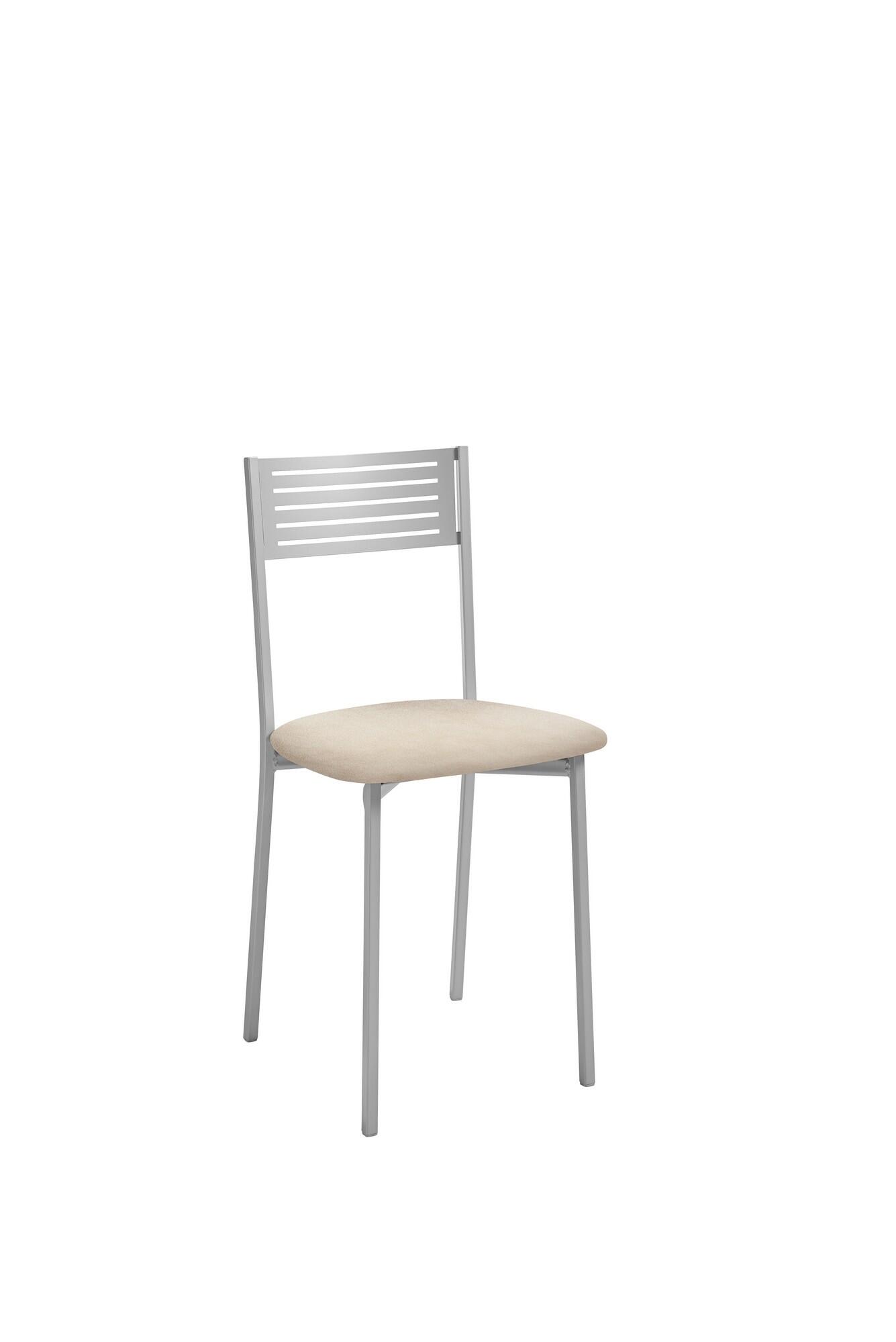 Silla de cocina kris de metal gris, beige 40x85x40cm