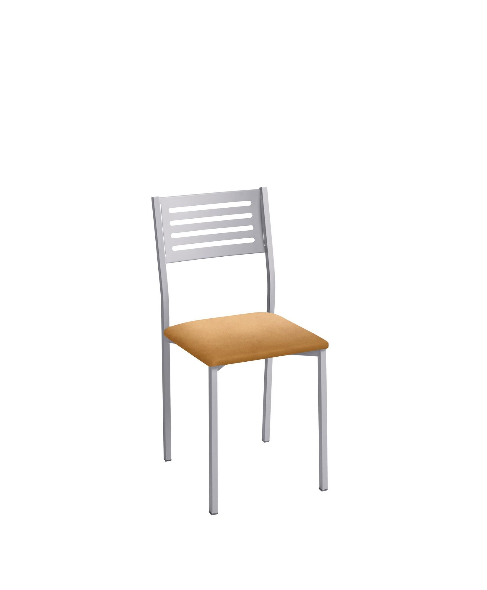 Silla de cocina kelsa de metal gris, marrón 38x86x40cm