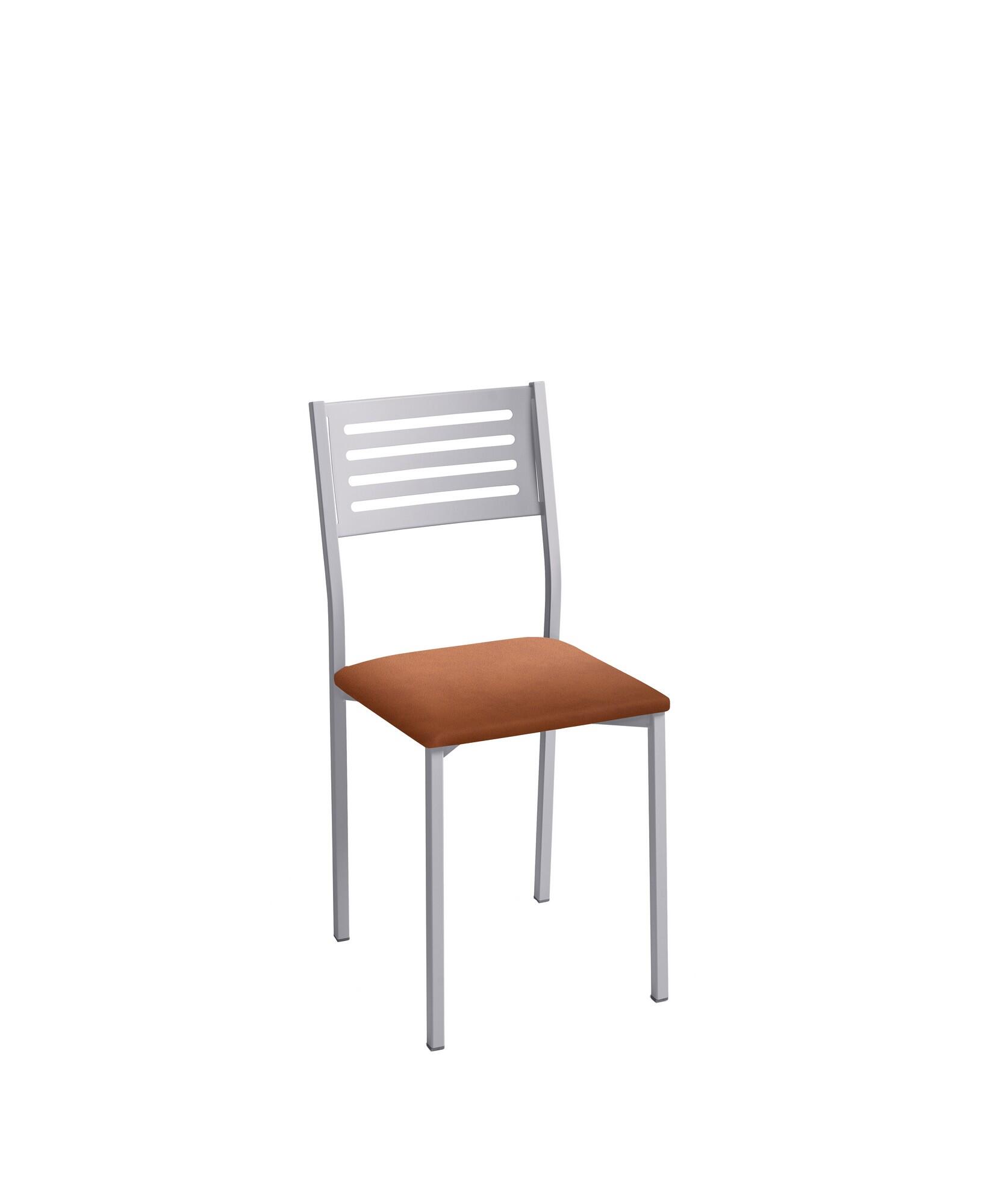 Silla de cocina kelsa de metal gris, marrón 38x86x40cm