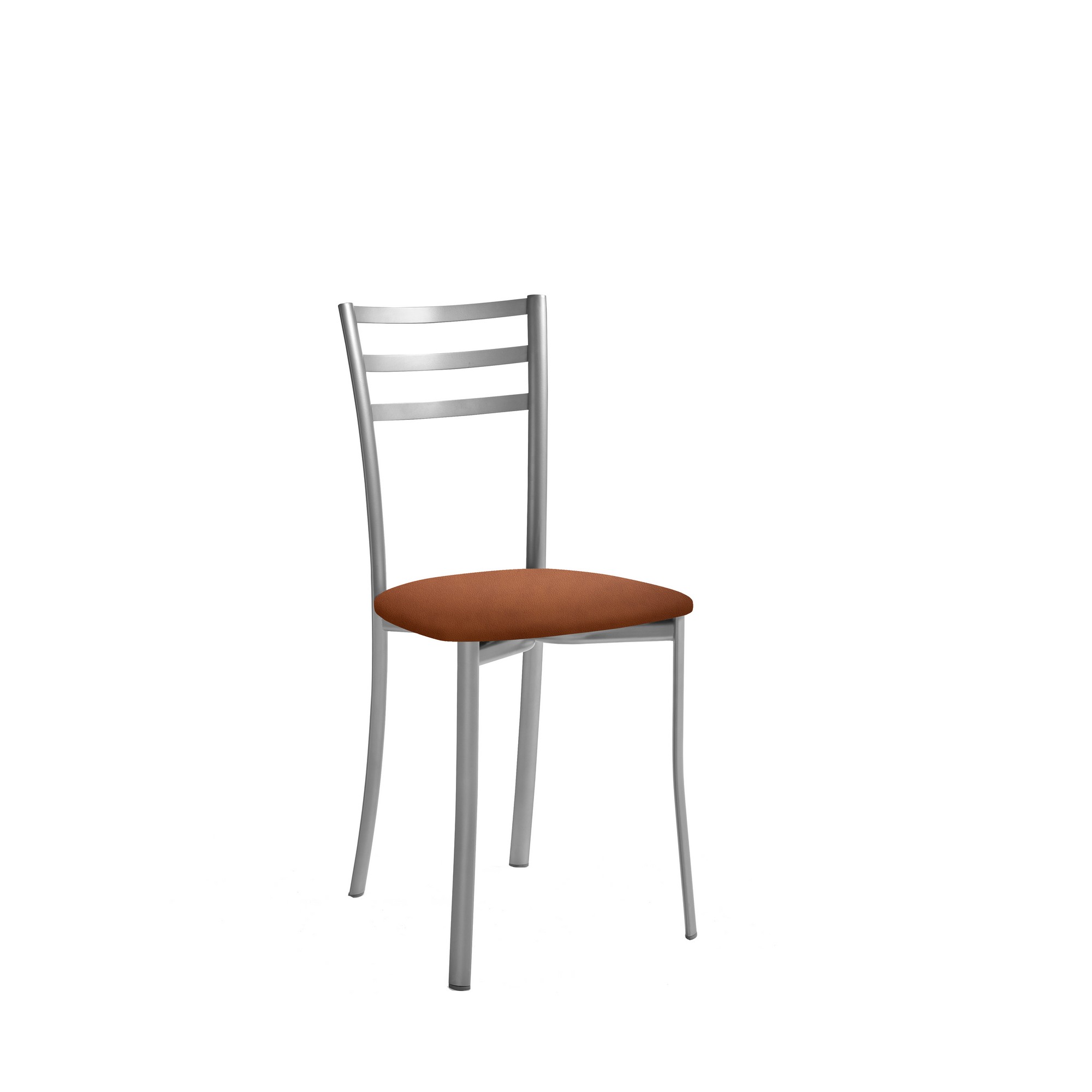 Silla de cocina kati de metal gris, marrón 40x87x40cm