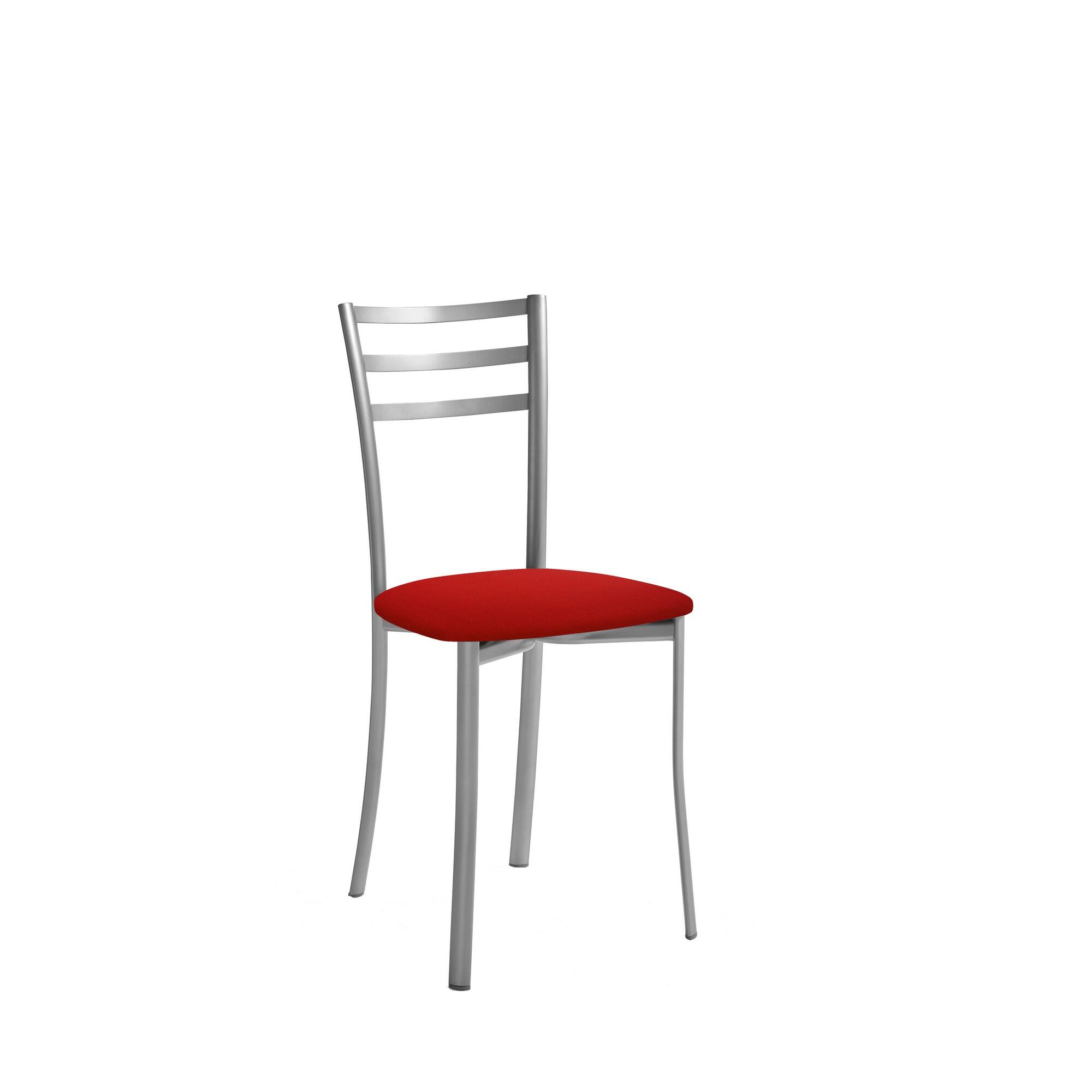 Silla de cocina kati de metal gris, roja 40x87x40cm