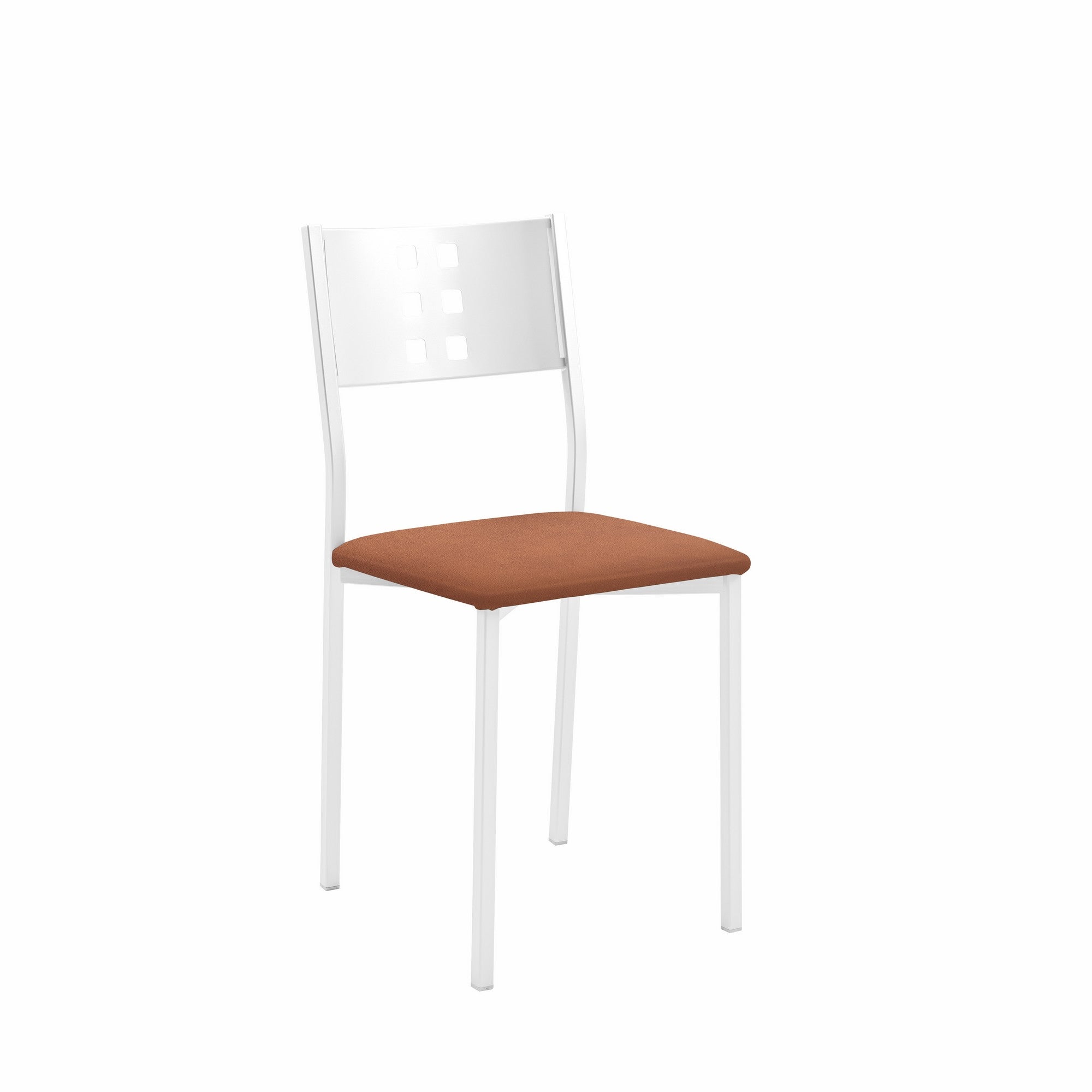 Silla de cocina fany de metal blanca, marrón 38x86x40cm