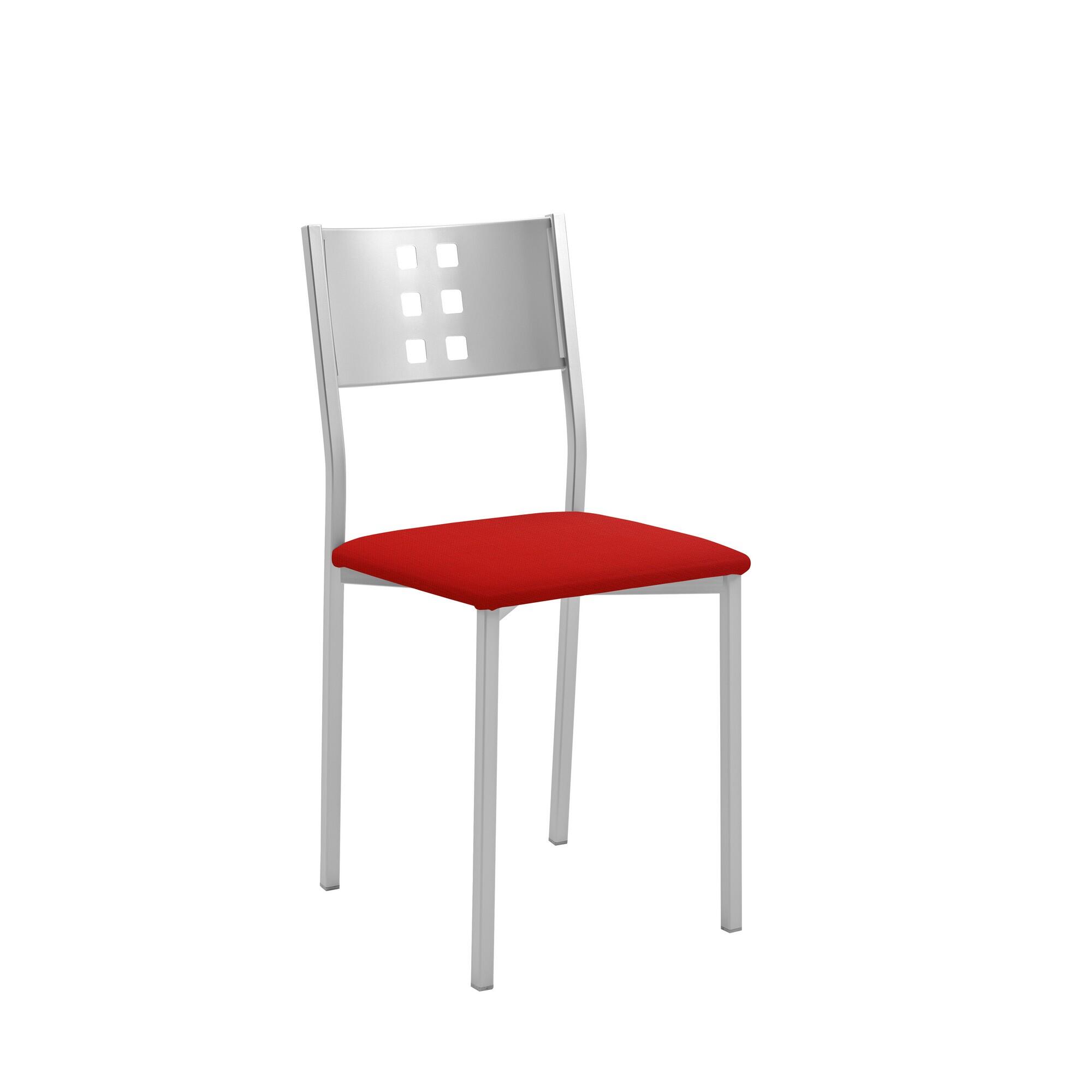 Silla de cocina fany de metal gris, roja 38x86x40cm