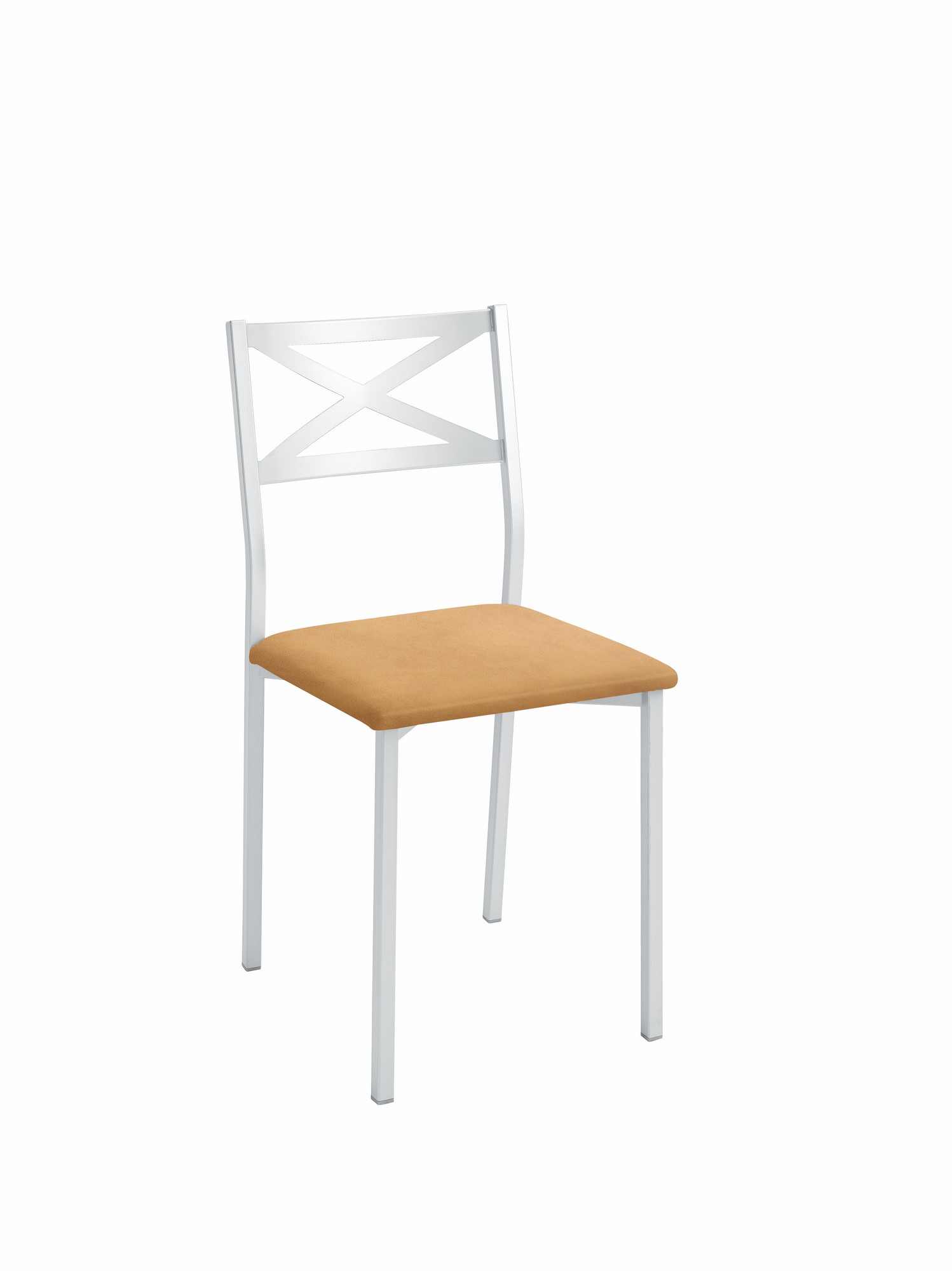 Silla de cocina bárbara de metal blanca, marrón 38x86x40cm
