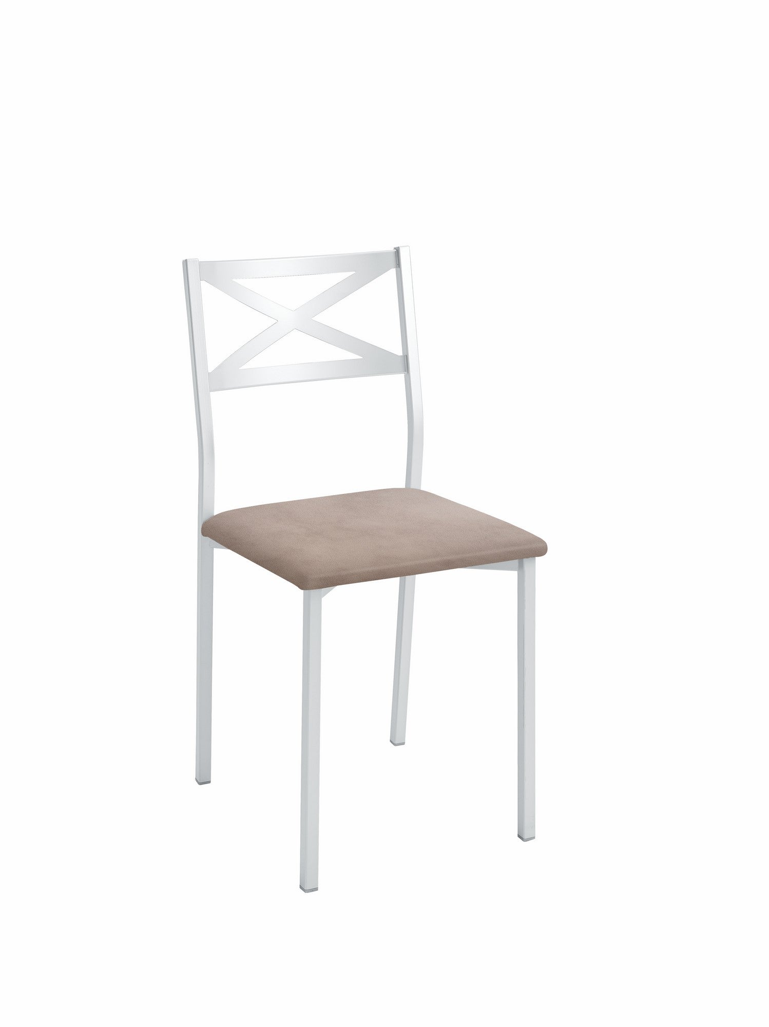 Silla de cocina bárbara de metal blanca, marrón 38x86x40cm