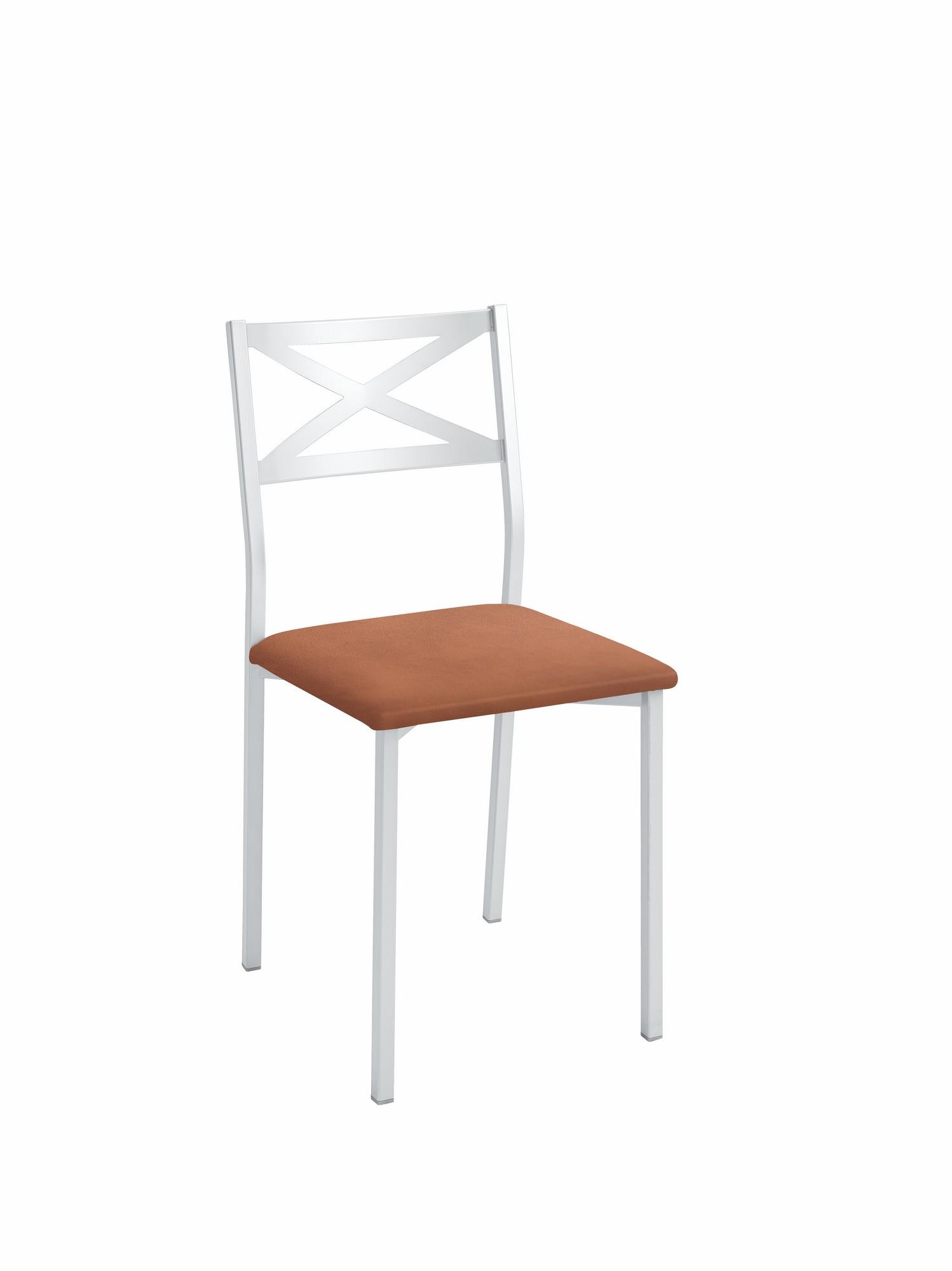 Silla de cocina bárbara de metal blanca, marrón 38x86x40cm