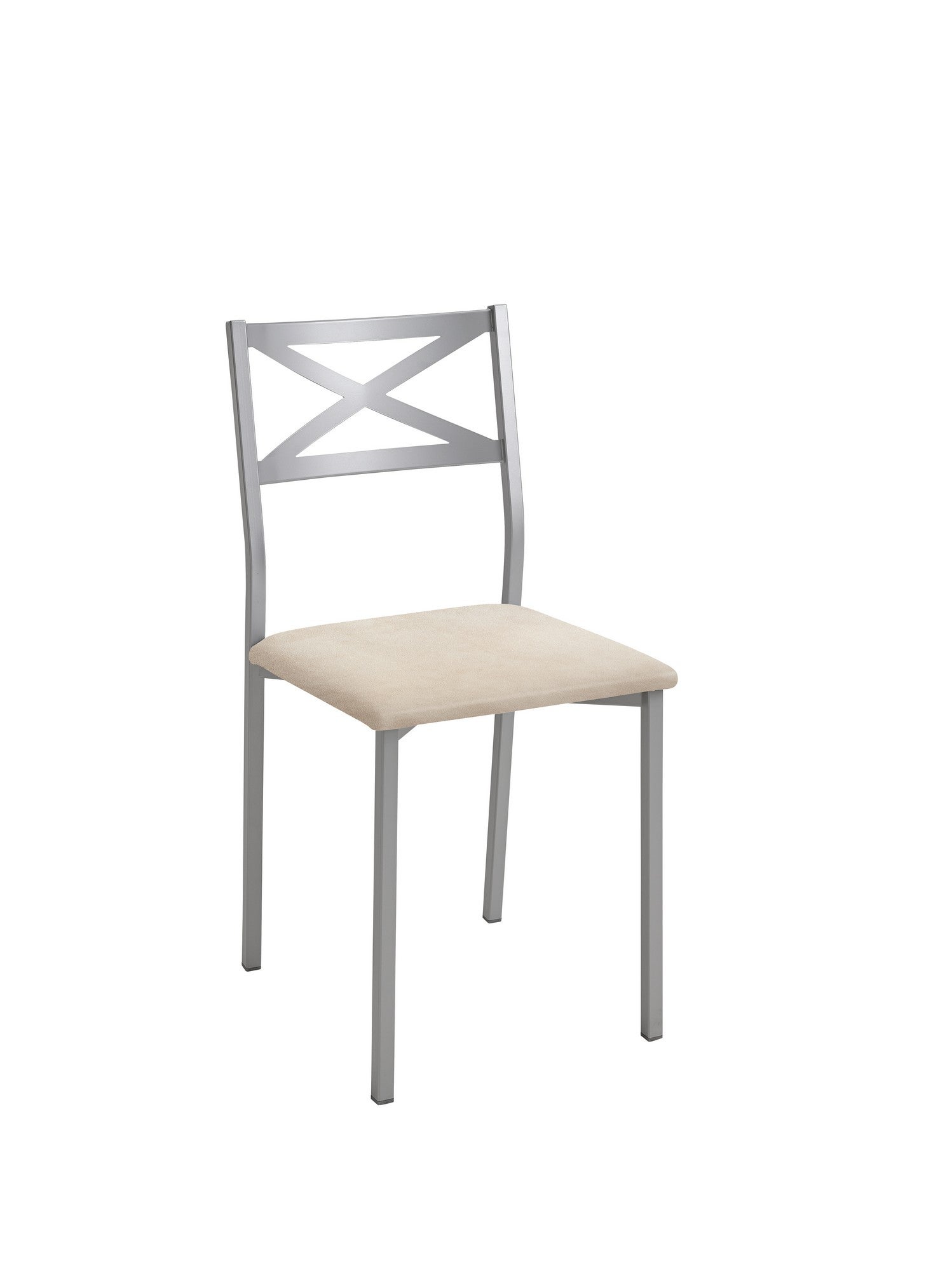 Silla de cocina bárbara de metal gris, beige 38x86x40cm