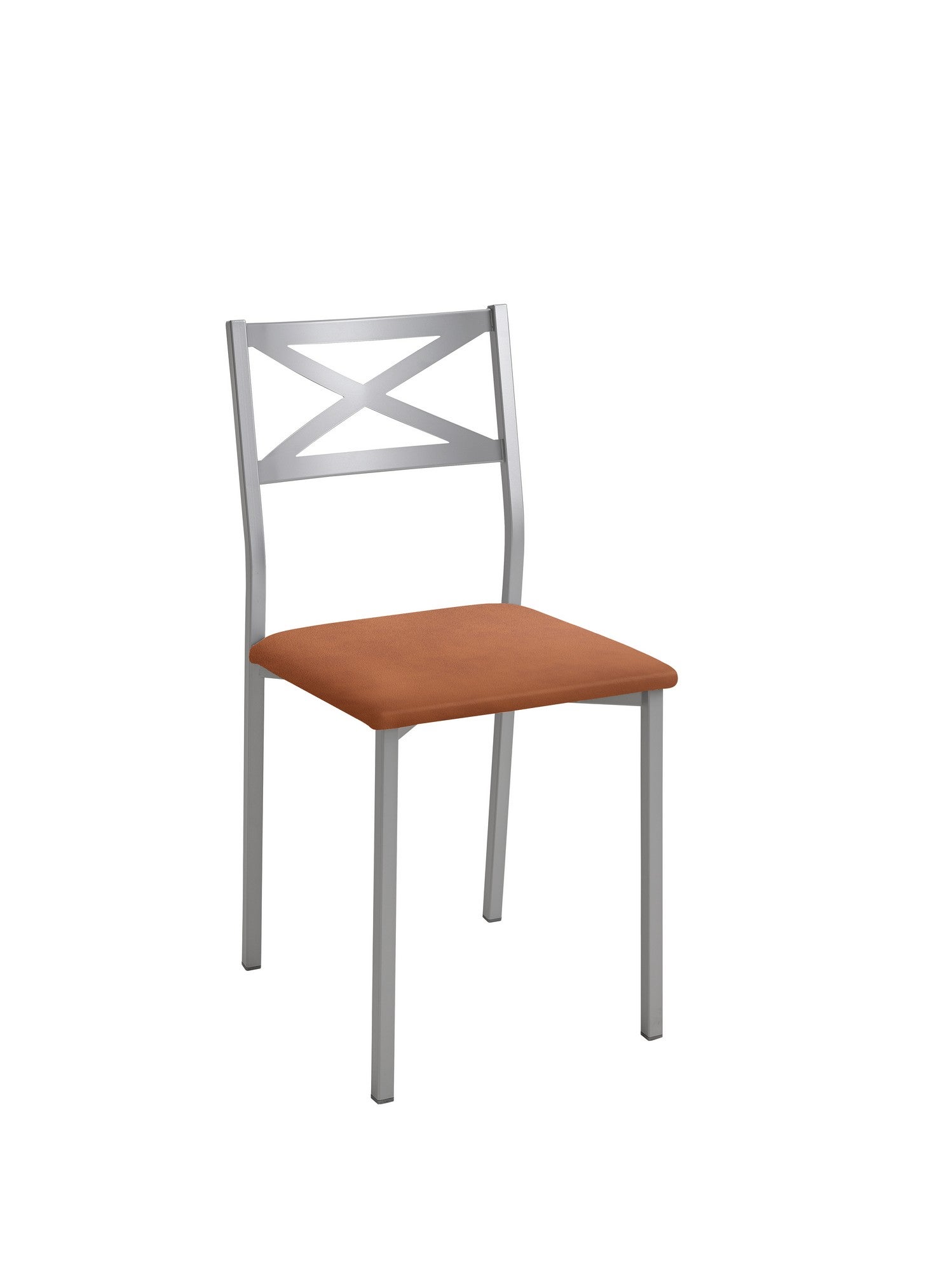 Silla de cocina bárbara de metal gris, marrón 38x86x40cm