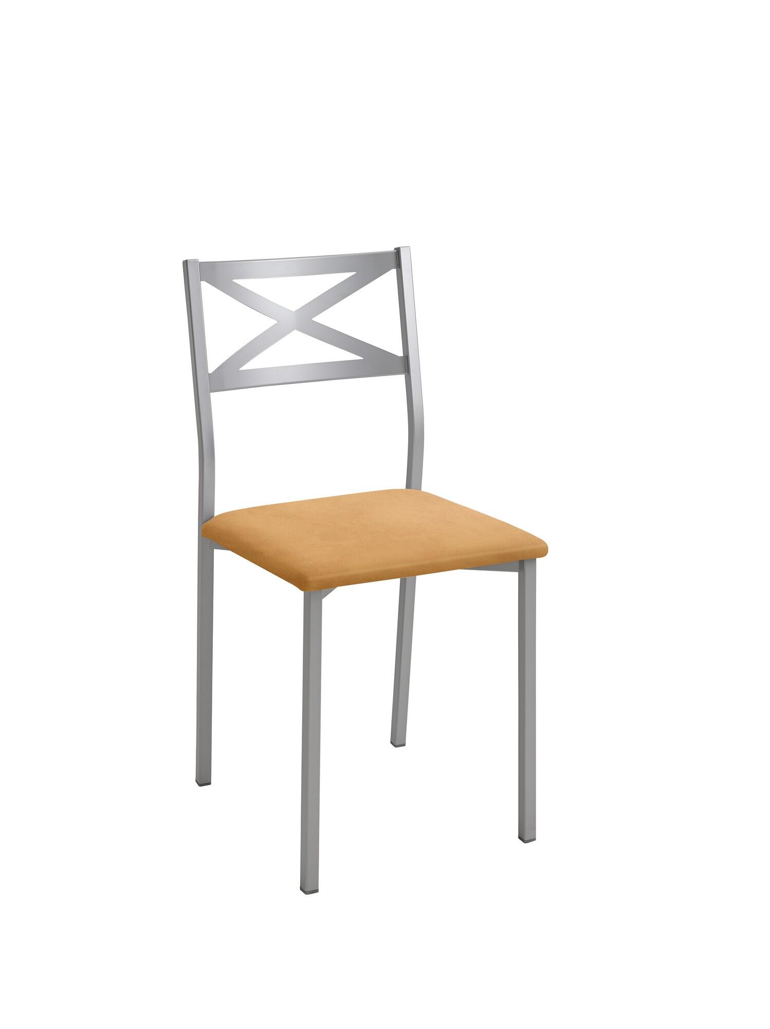 Silla de cocina bárbara de metal gris, marrón 38x86x40cm
