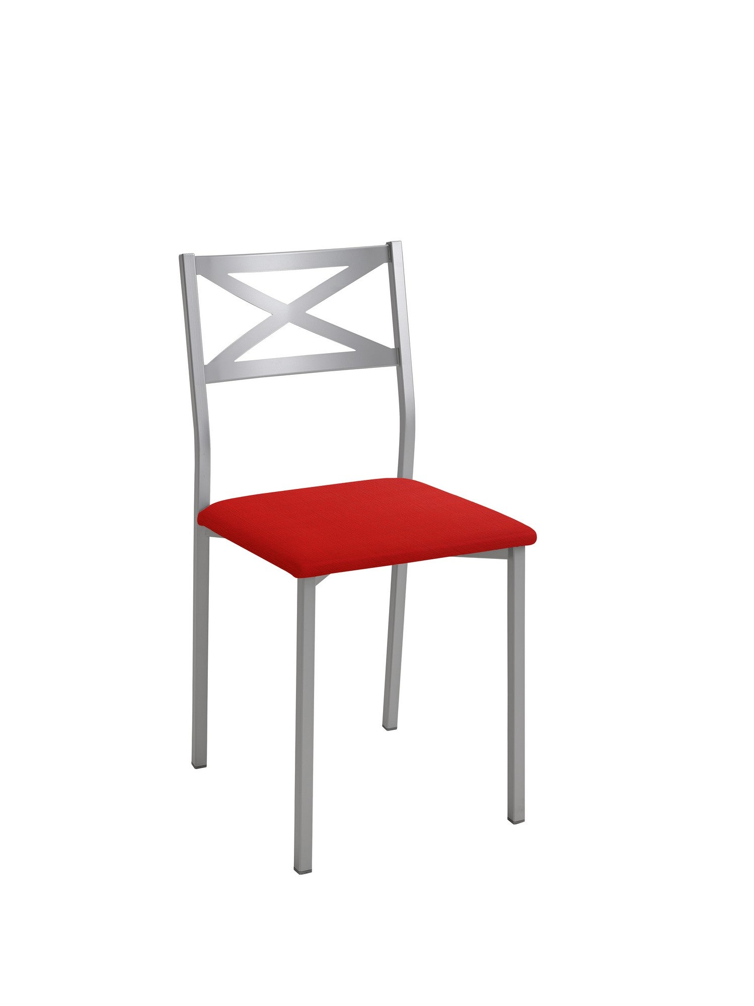 Silla de cocina bárbara de metal gris, roja 38x86x40cm