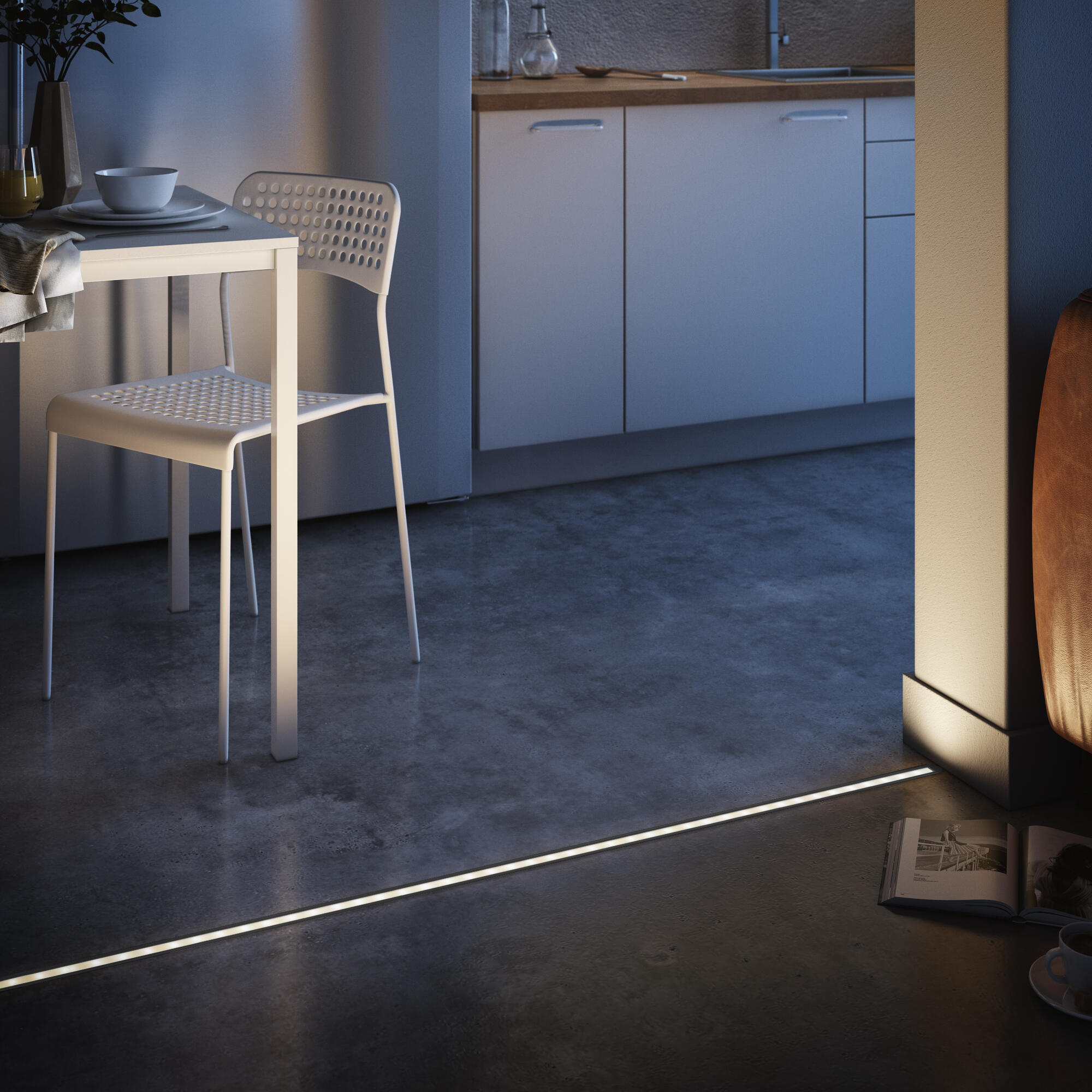 Profilé encastré 2 mètres pour ruban LED, noir, INSPIRE - 2