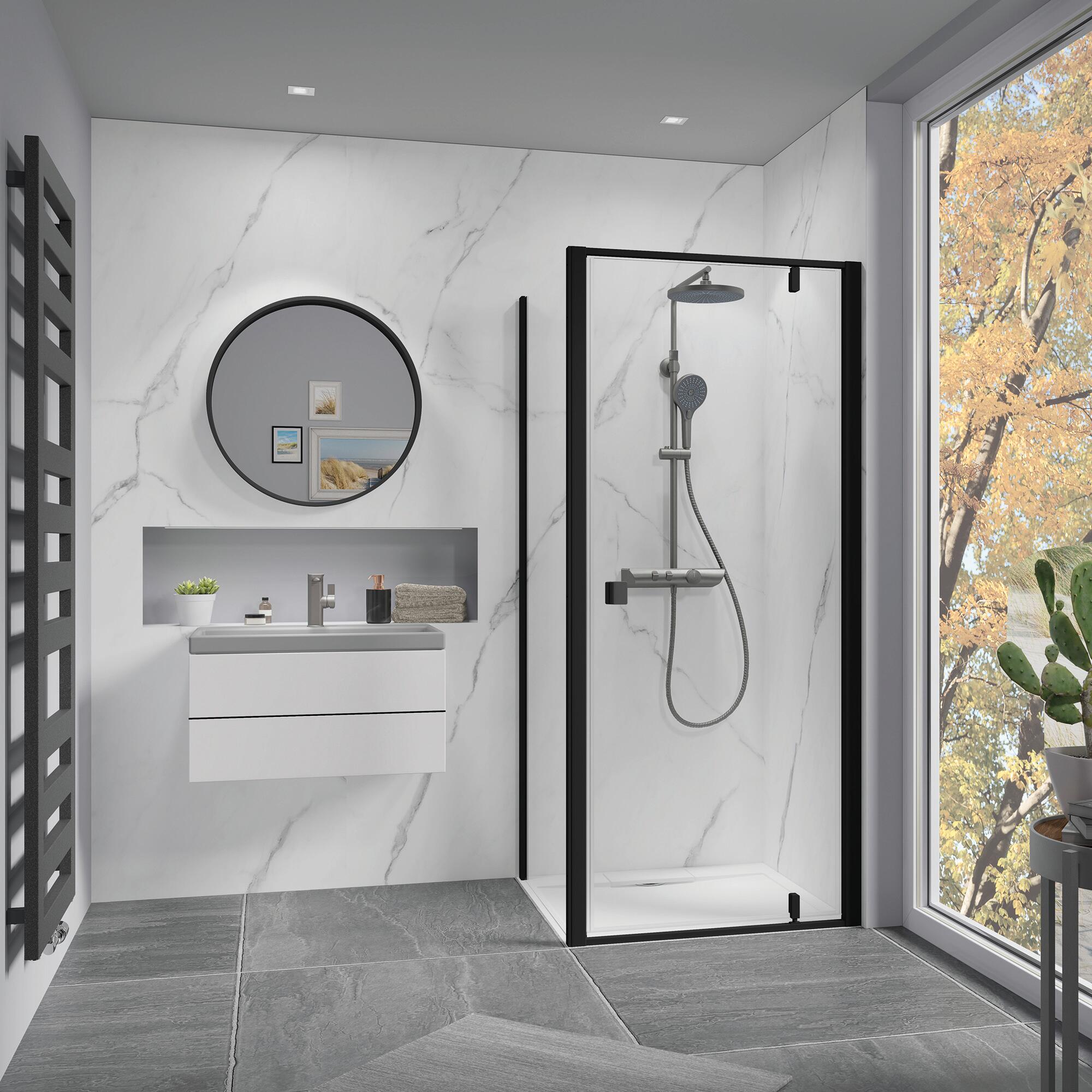 Panneau mural H.255 x l.150 cm marbre carrare blanc brillant, Décomotion, BREUER - 2
