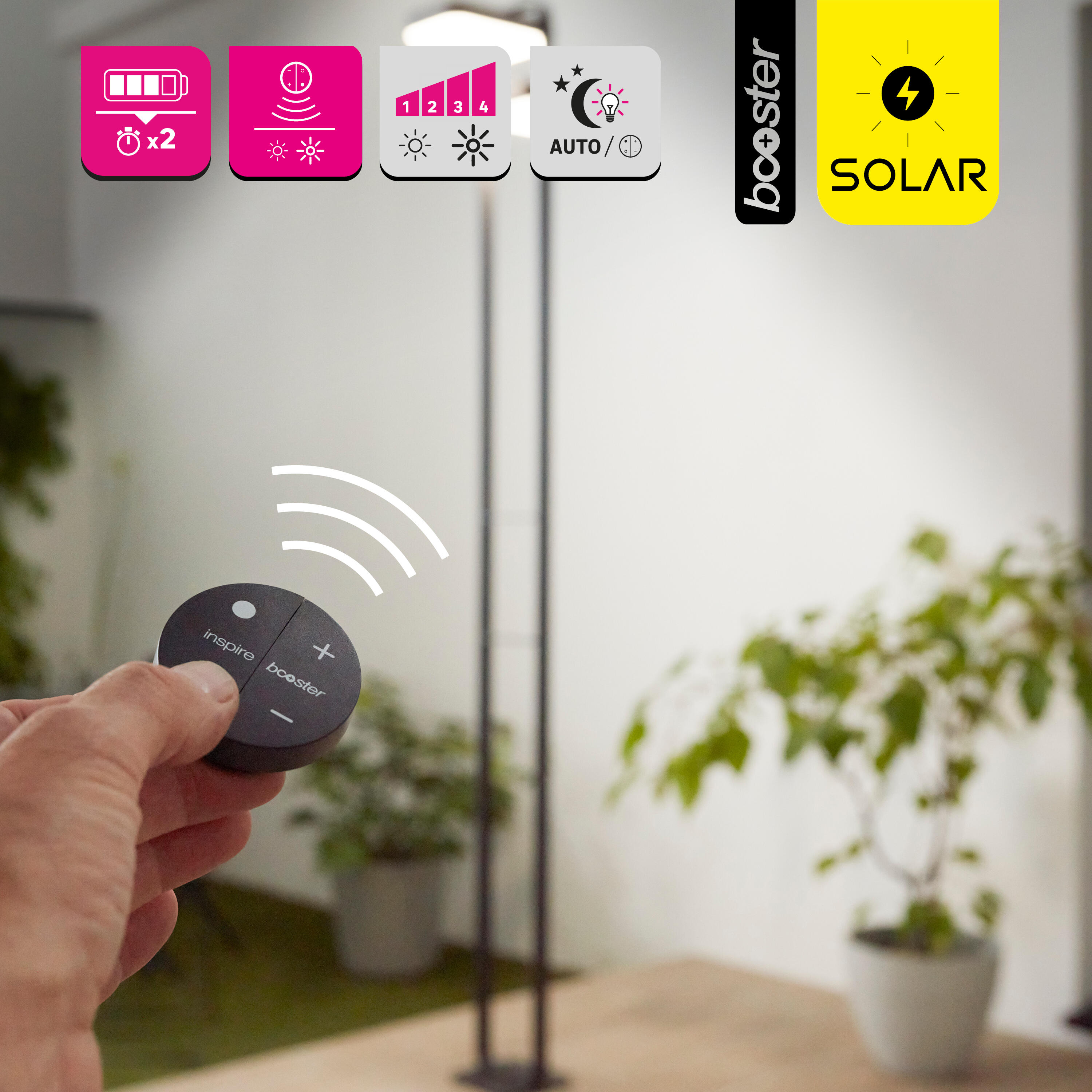 Lampadaire solaire et rechargeable Booster Waiki 900 Lumen anthracite INSPIRE - 16