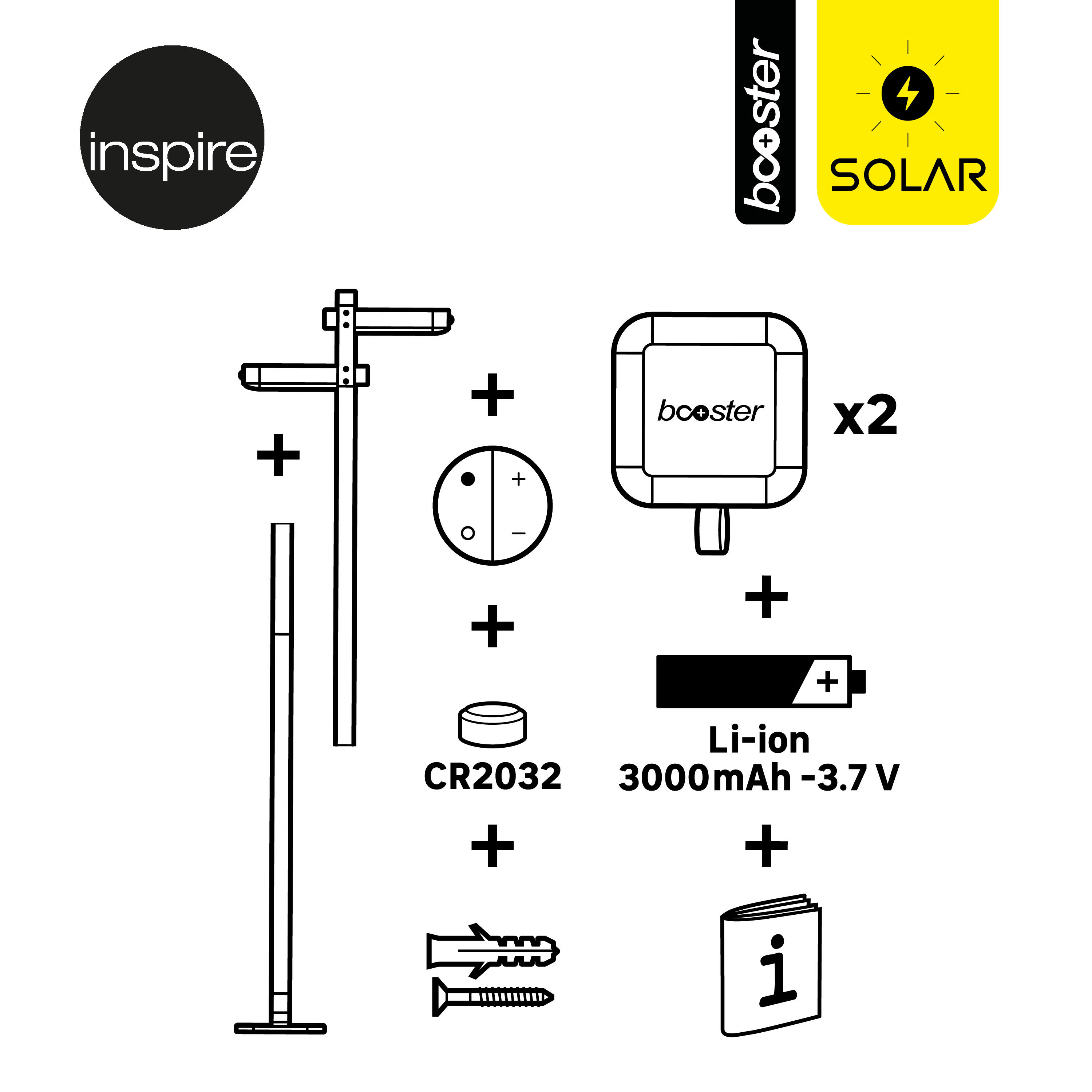 Lampadaire solaire et rechargeable Booster Waiki 900 Lumen anthracite INSPIRE - 7