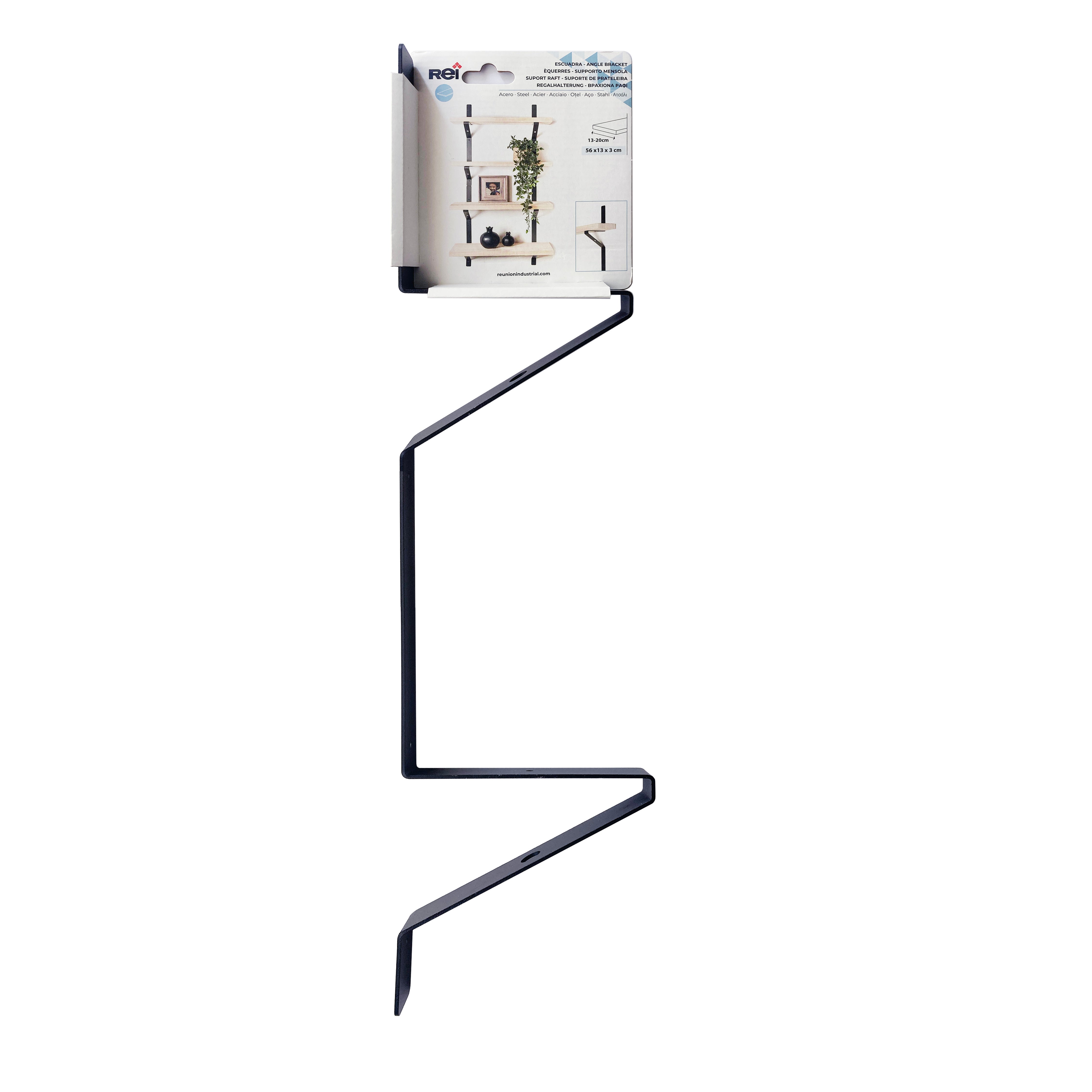 Equerre de fixation murale acier enduit de résine époxy noir, H.56 x P.13 cm - 6