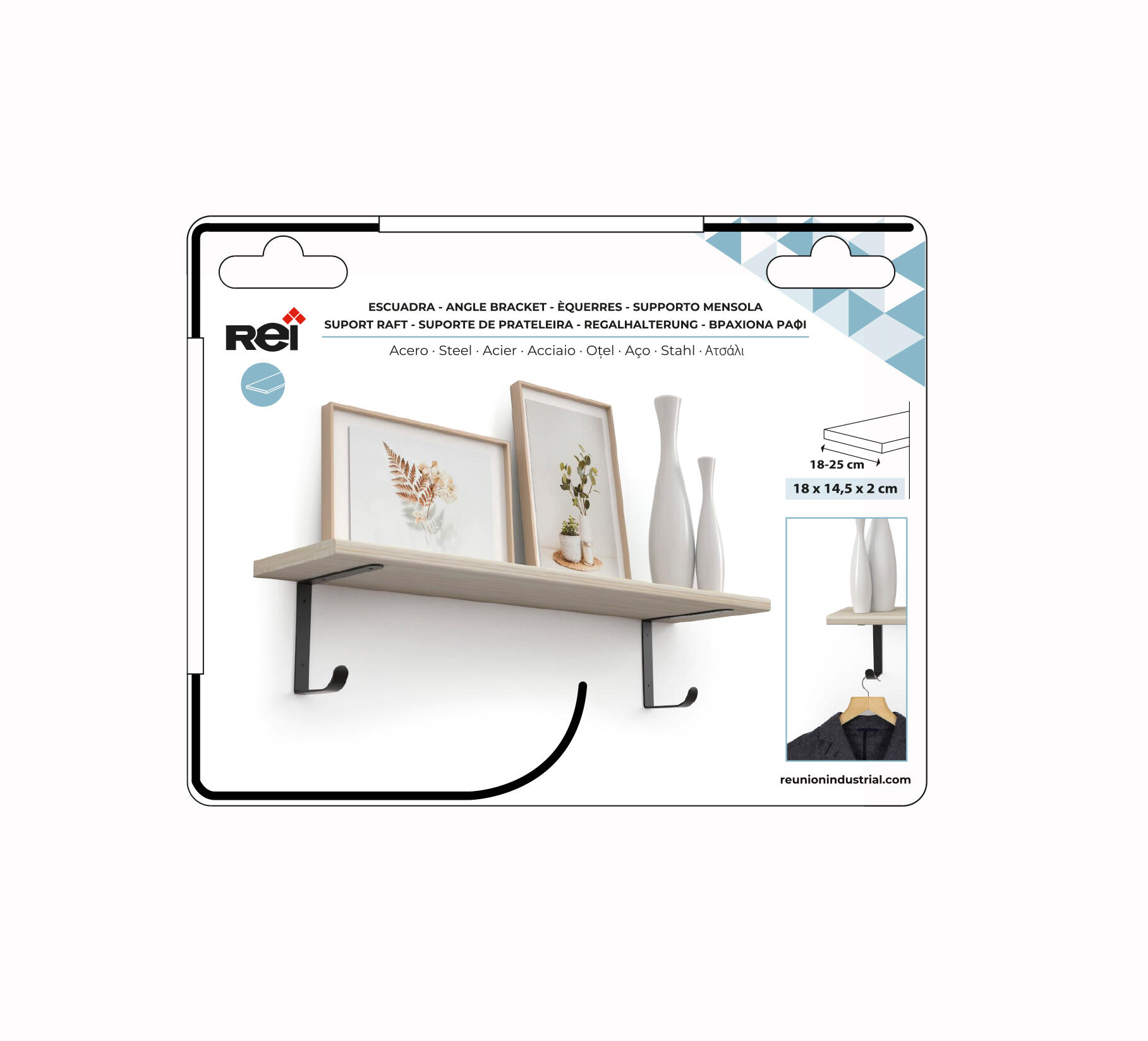 Equerre acier enduit de résine époxy noir, H.14.5 x P.14.5 cm - 5