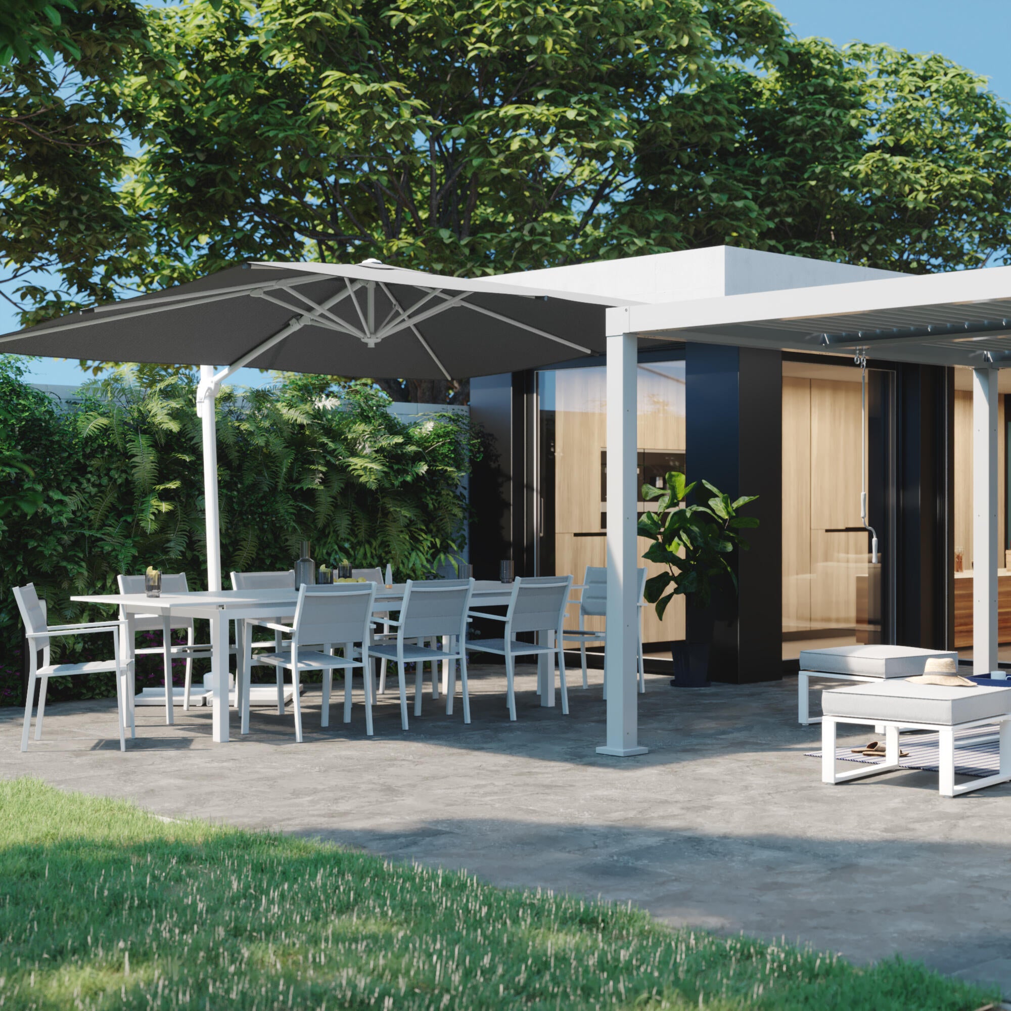 Silla de exterior de aluminio Naterial Orion Beta II con brazos blanca - 17