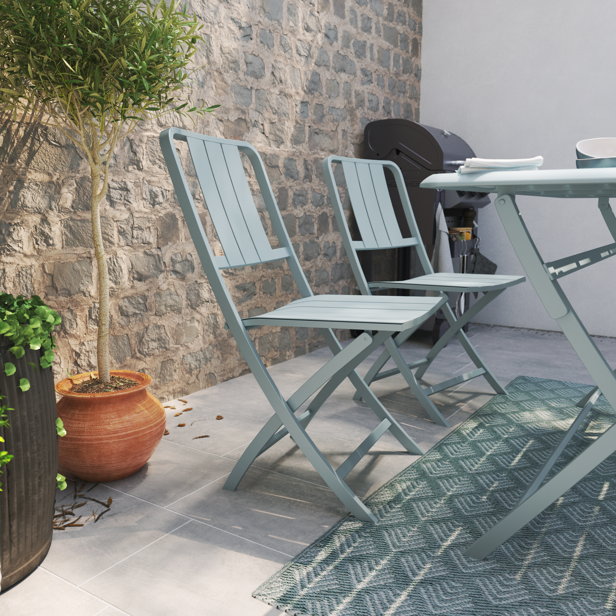 Sedia da giardino pieghevole in alluminio Idaho NATERIAL, seduta in alluminio azzurro - 5