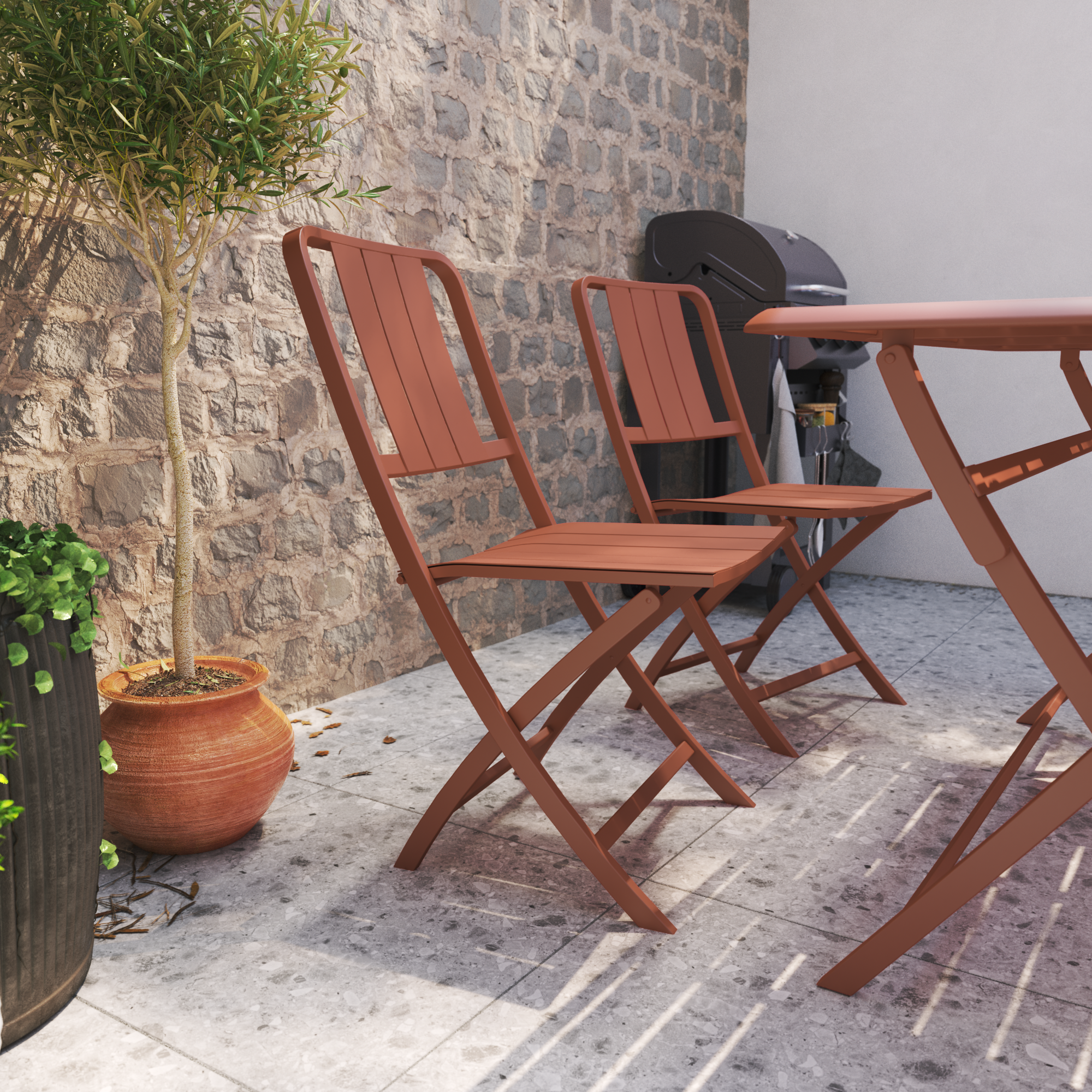 Sedia da giardino pieghevole in alluminio Idaho NATERIAL, seduta in alluminio arancione - 4