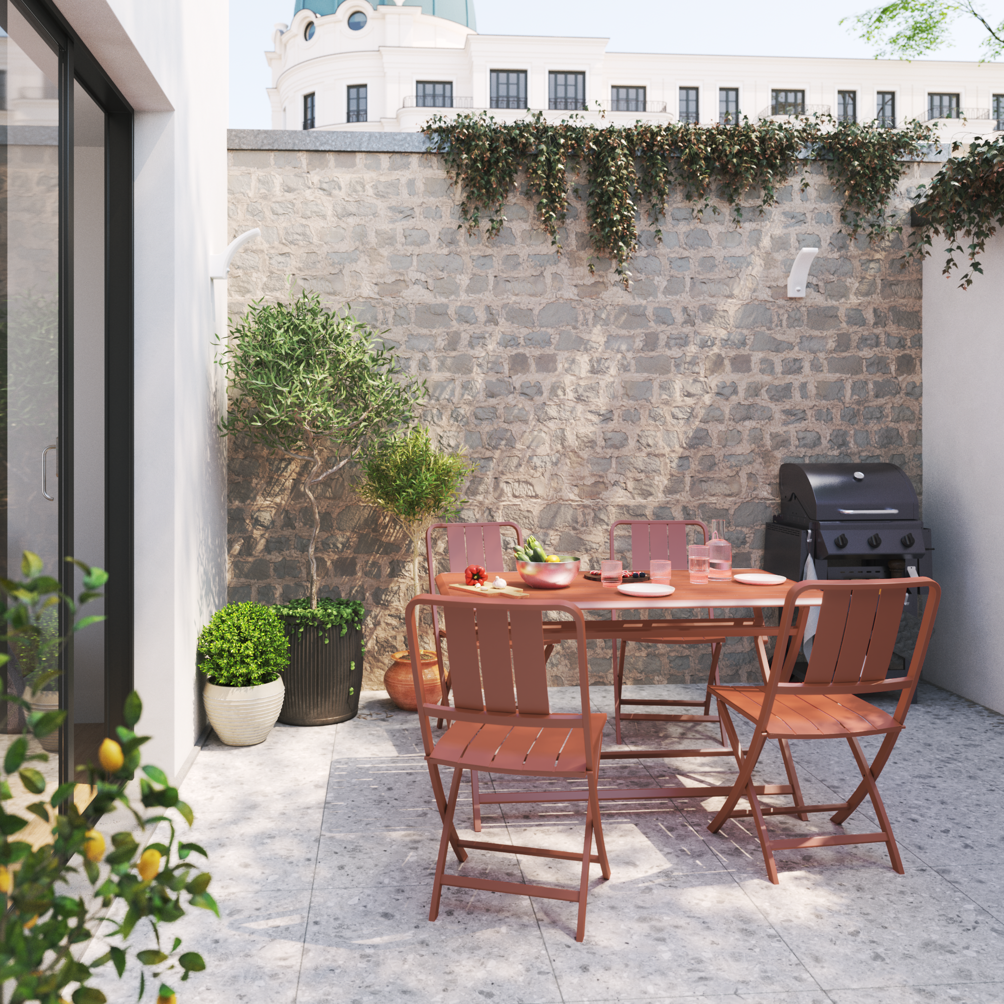 Sedia da giardino pieghevole in alluminio Idaho NATERIAL, seduta in alluminio arancione - 3