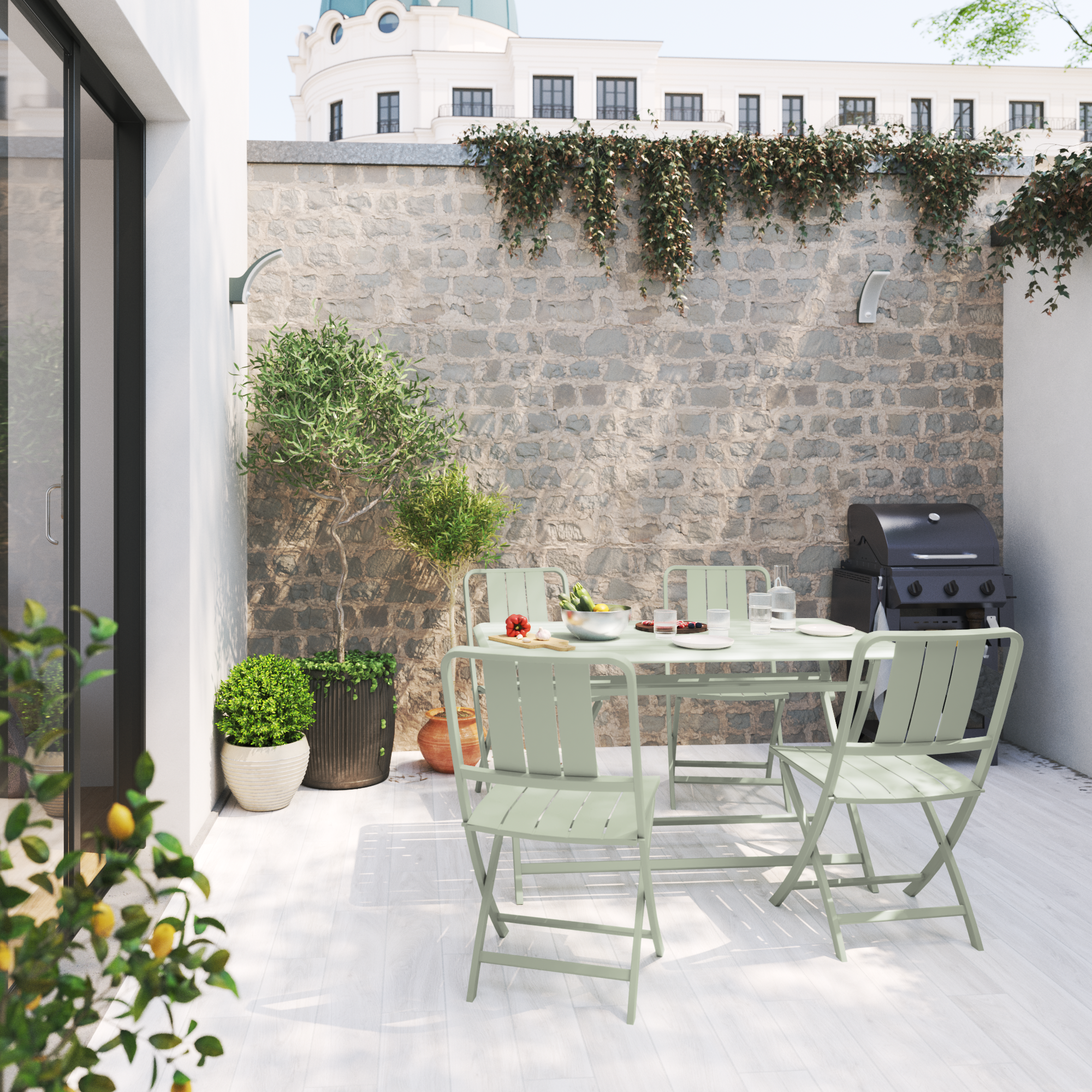 Sedia da giardino pieghevole Idaho NATERIAL, struttura e seduta in alluminio verde - 4