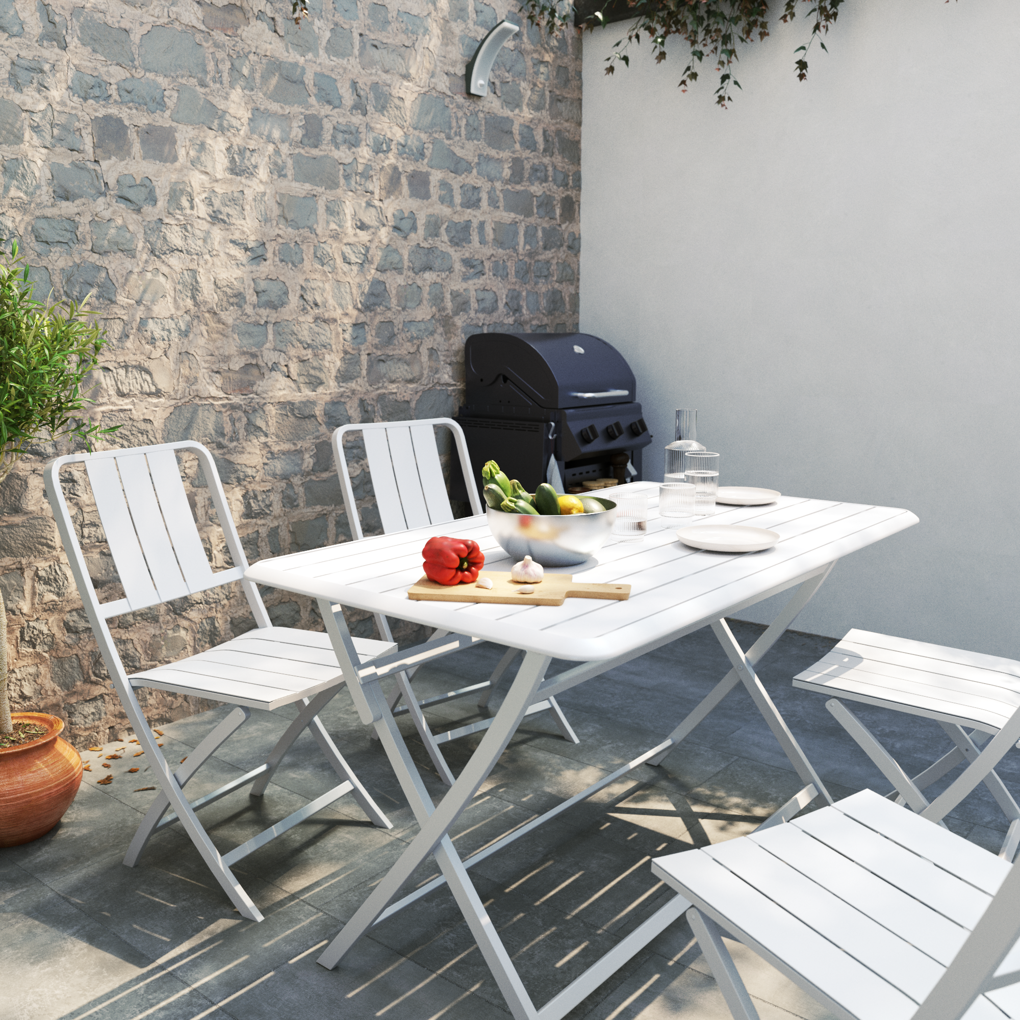 Mesa de jardín naterial idaho de aluminio gris de 130x75x75 cm