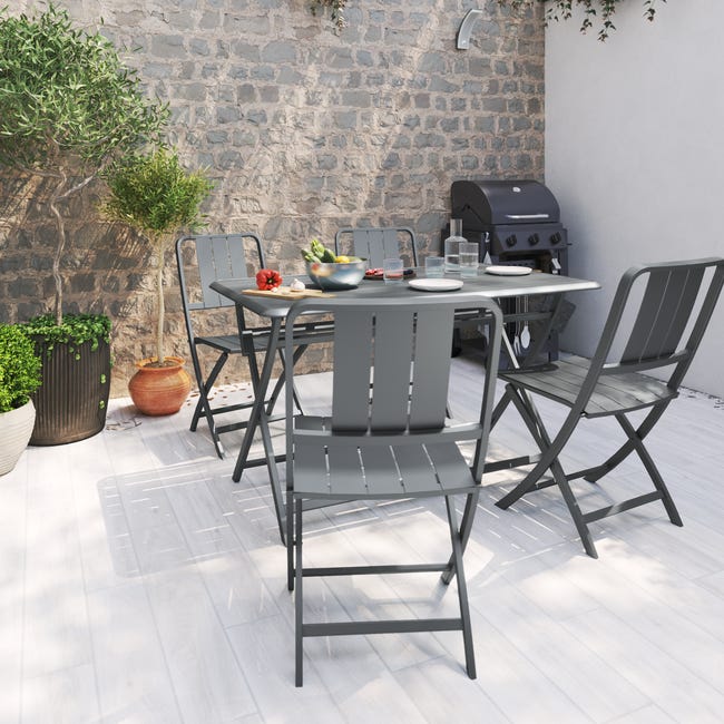 Tavolo da giardino 140x80 cm in acciaio antracite - Castyl Tavolo da giardino 140x80 cm in acciaio antracite - Castyl