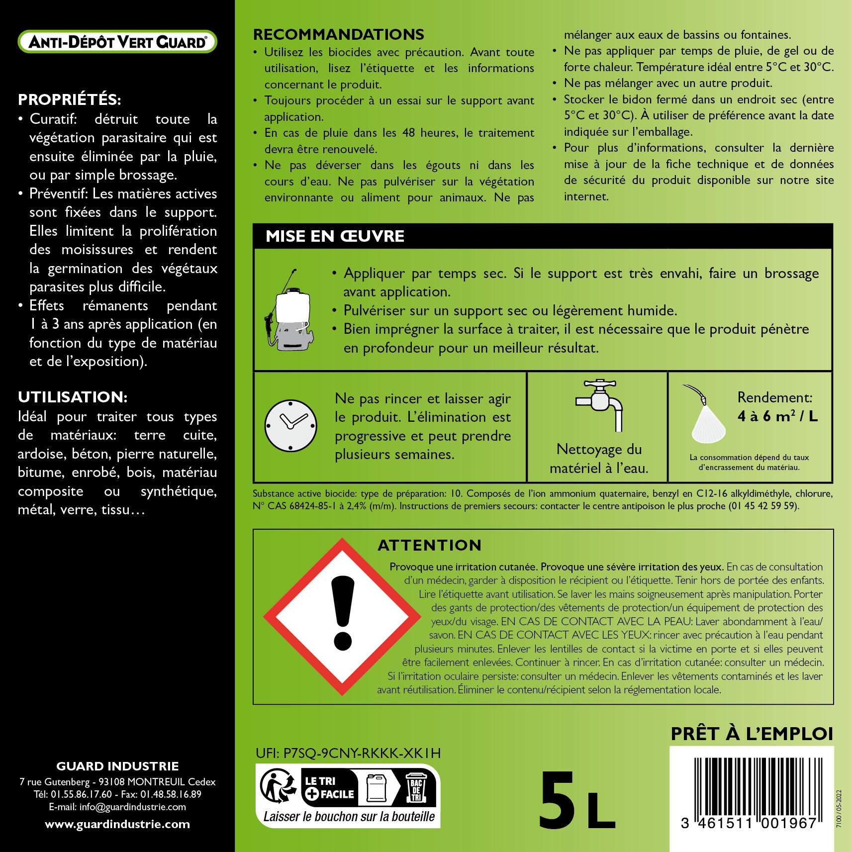 Traitement anti-dépôts verts GUARD INDUSTRIE, 5 L - 4