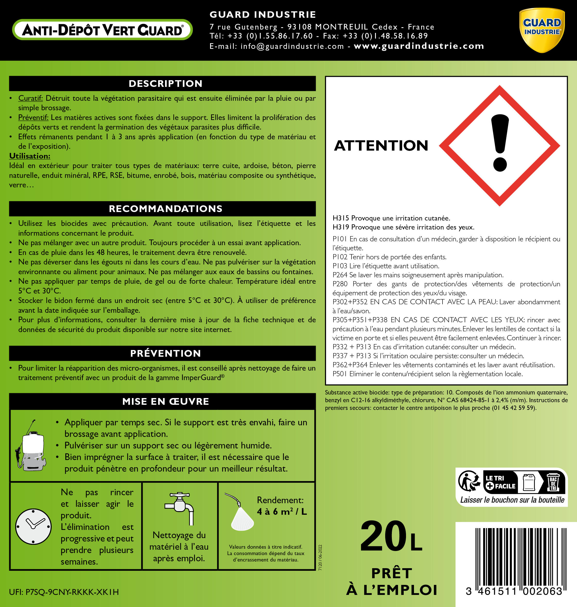 Traitement anti-dépôts verts GUARD INDUSTRIE, 20 L - 4