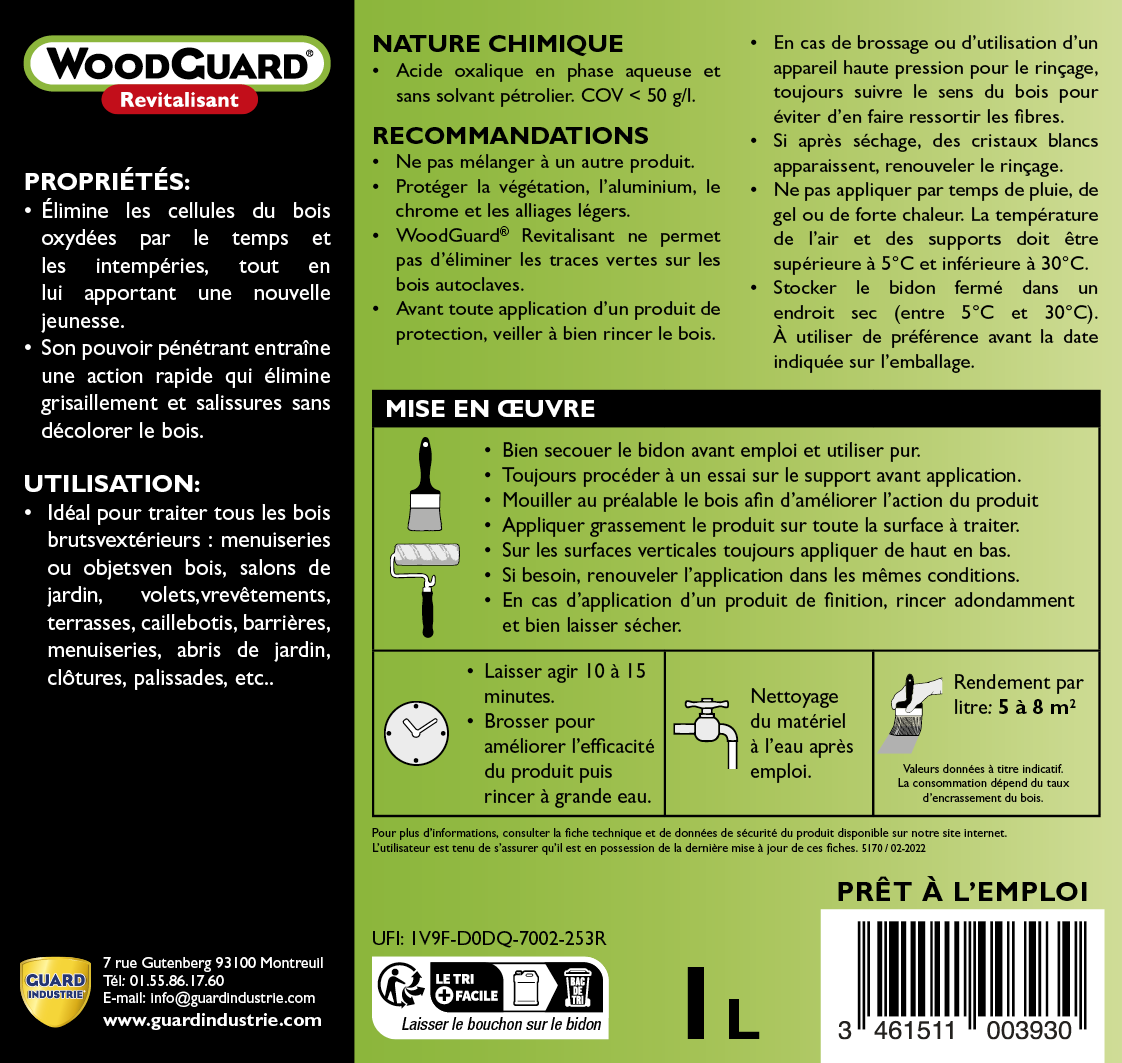 Nettoyant dégriseur GUARD INDUSTRIE Woodguard revitalisant 1 l, incolore - 4