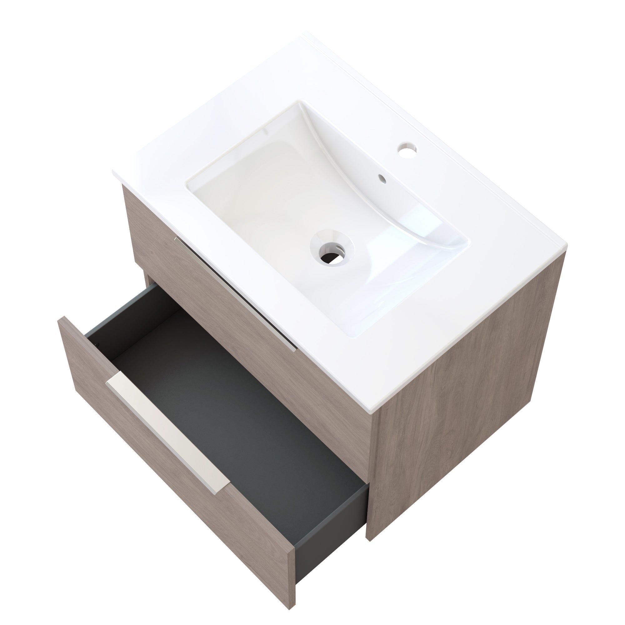 Mobile da bagno sospeso sotto lavabo L 59 x H 53 x P 48 cm rovere chiaro RANDAL Essenza - 5