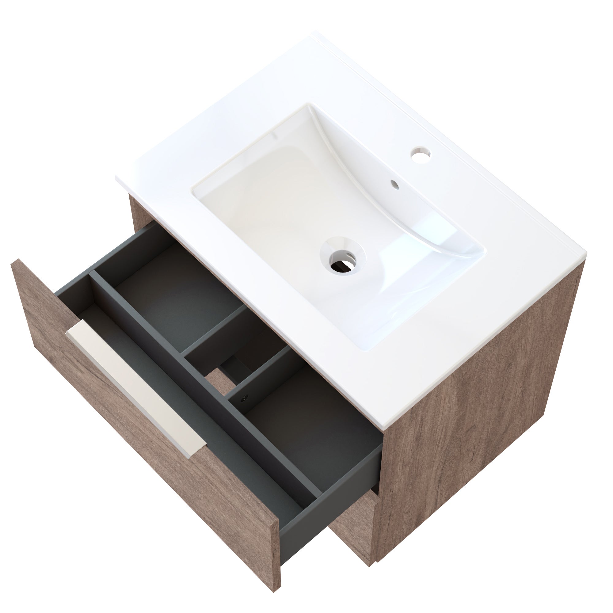 Mobile da bagno sospeso sotto lavabo L 59 x H 53 x P 48 cm rovere chiaro RANDAL Essenza - 4