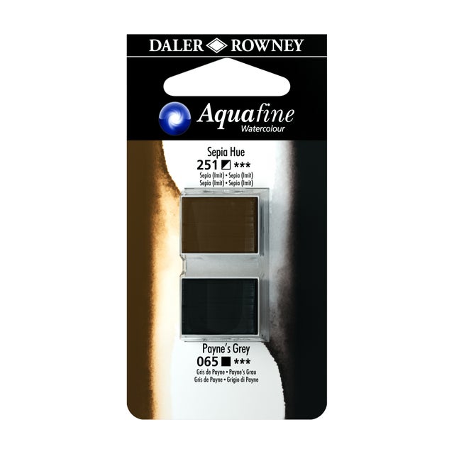 Colore acrilico MAIMERI set viaggio acquafine watercolour sepia + grigio di payne