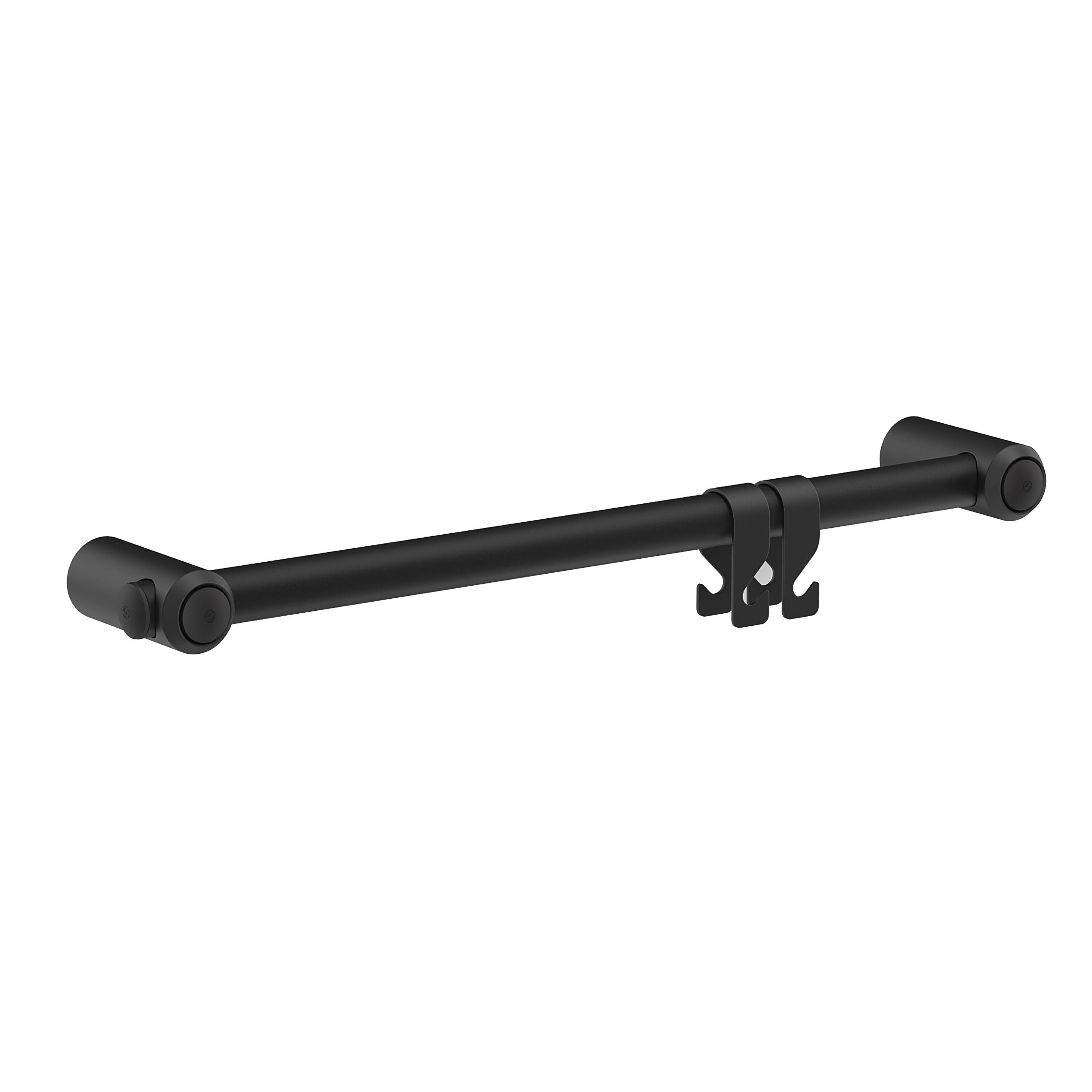 Asidero de baño gocare 61.2x4.5x cm negro y set de colgadores