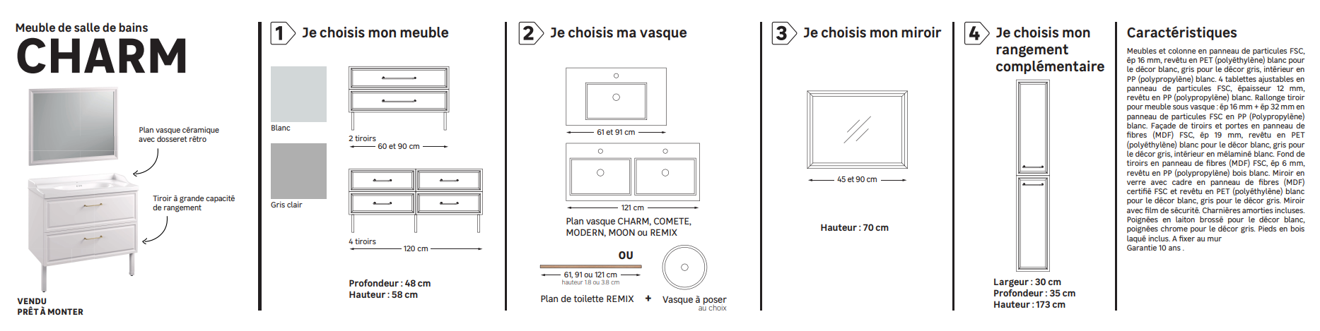 Miroir encadré l.45 x H.70 cm, SENSEA Charm - 8