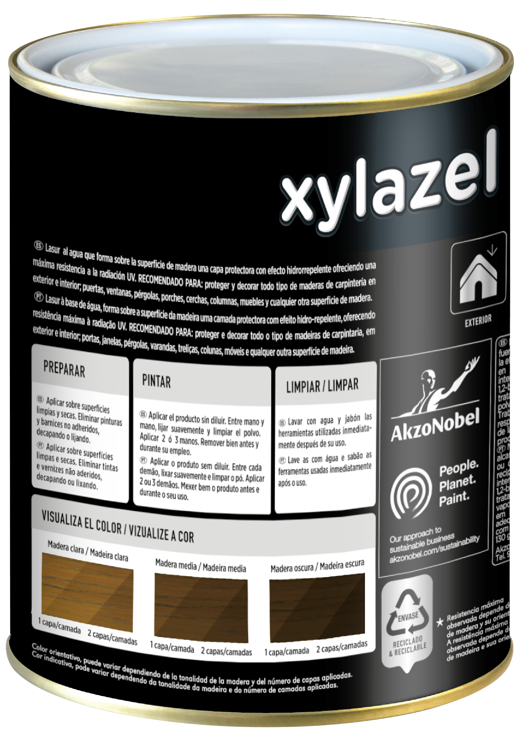 Protector madera exterior color roble para caseta de jardín, ventana, puerta, persiana, valla XYLAZEL mate 750 ml base agua - 7