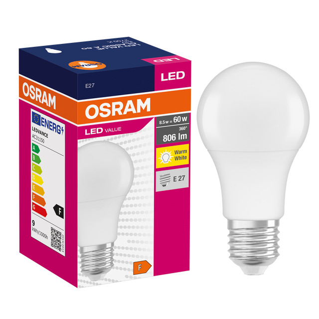 Żarówka LED E27 8,5 W 806 lm Ciepła biel Osram