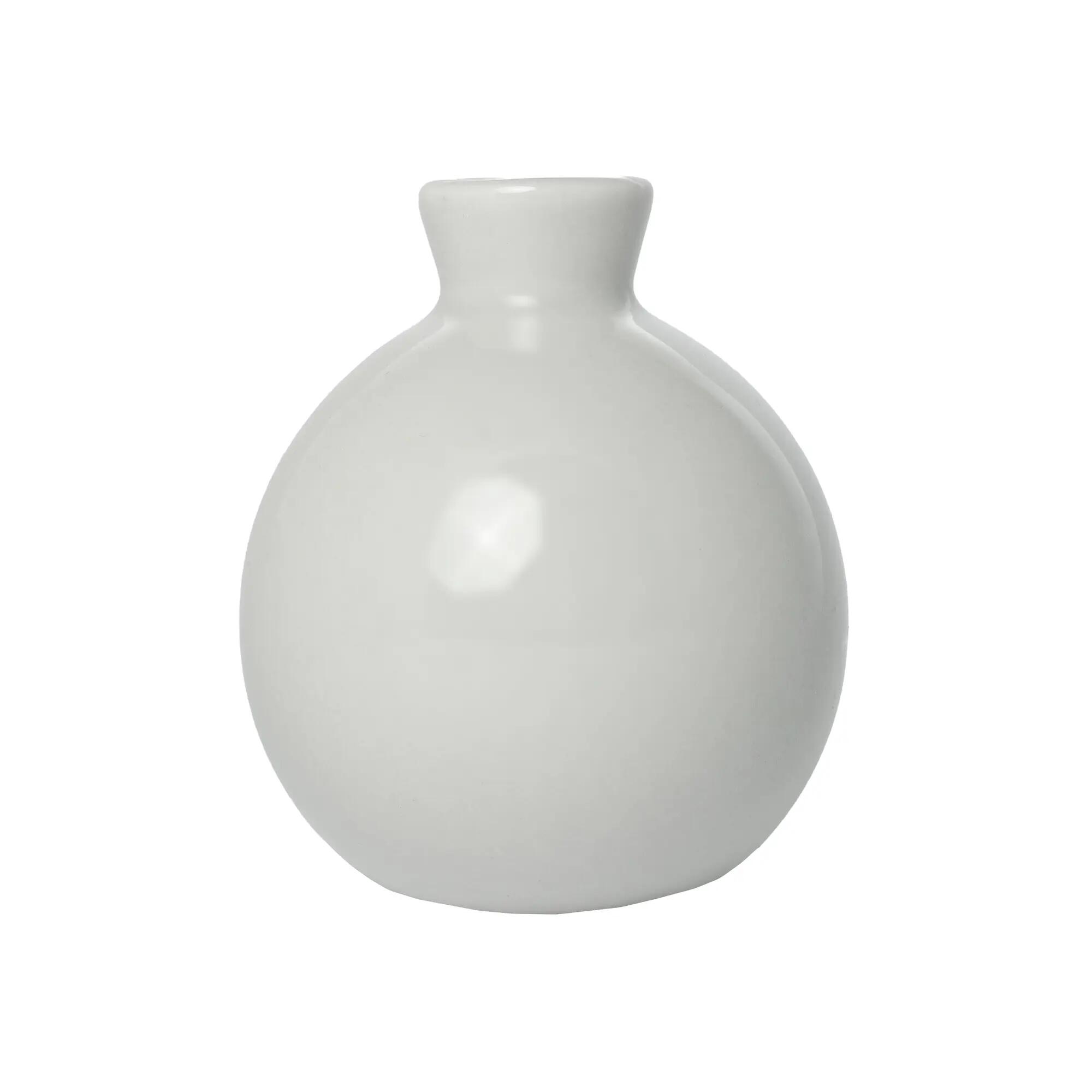 Jarrón ovalado cuello m de cerámica esmaltada gris 6.3x7.5 cm