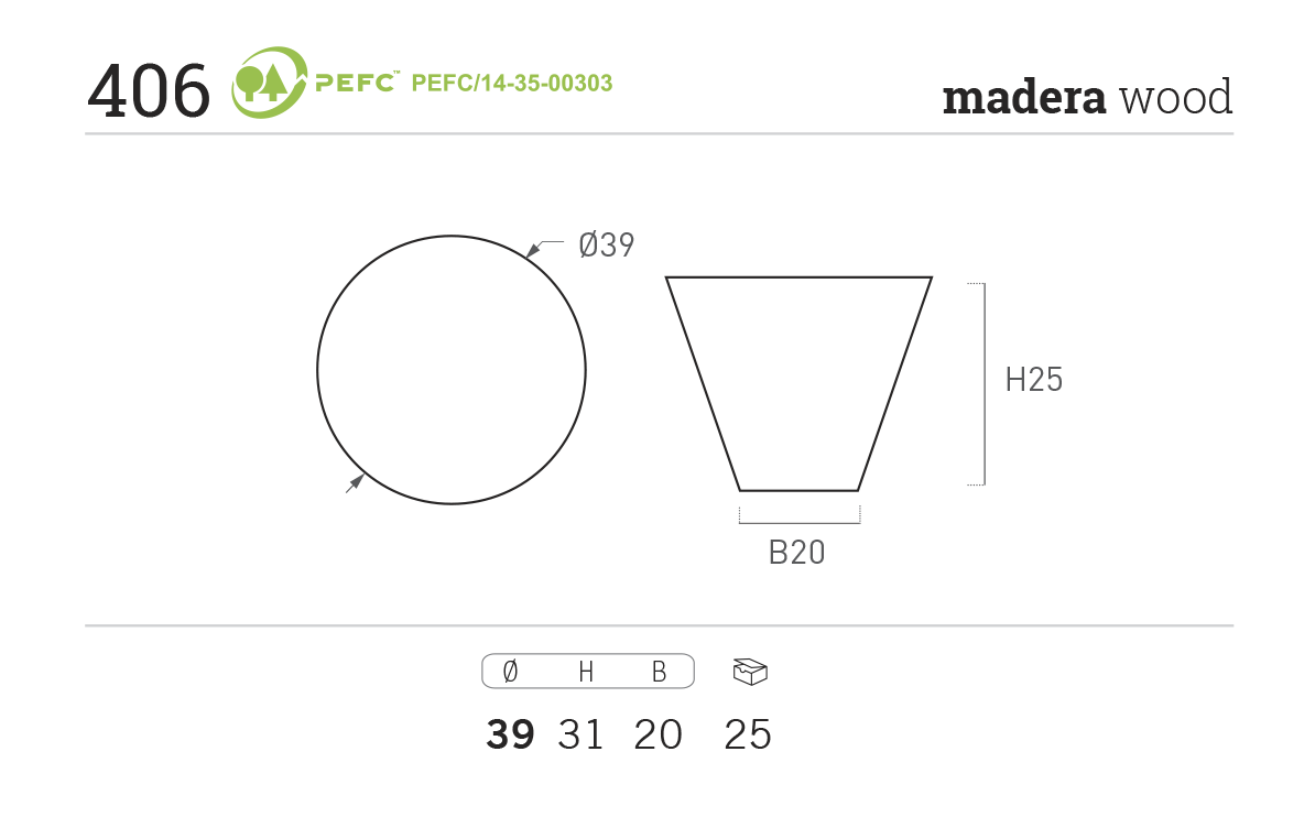 2 Puxadores para móvel Nesu cónico faia natural mate 40mm - 4